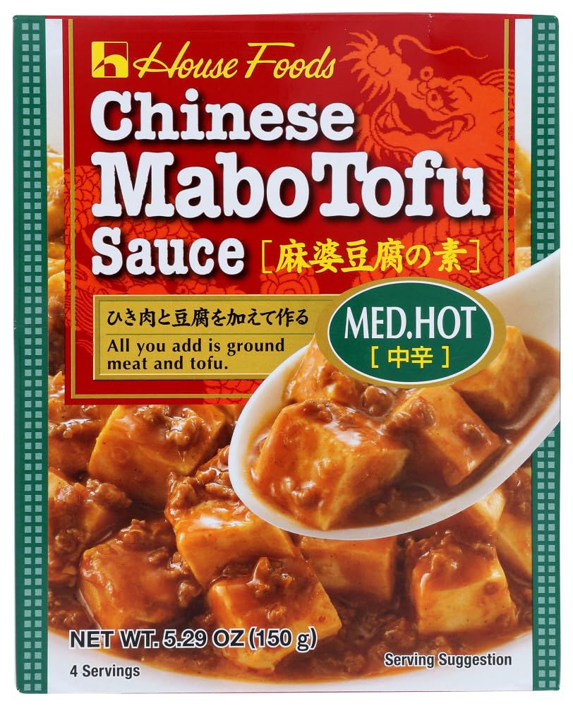 House Foods Medium Hot Chinese Mabo Tofu Sauce (5.29 Oz, Pack of 10) - Authentic Szechuan Spicy Stir-Fry Sauce for Tofu, Meat & Rice Dishes - Perfect for Home Cooking, Meal Prep & Asian Cuisine Lovers