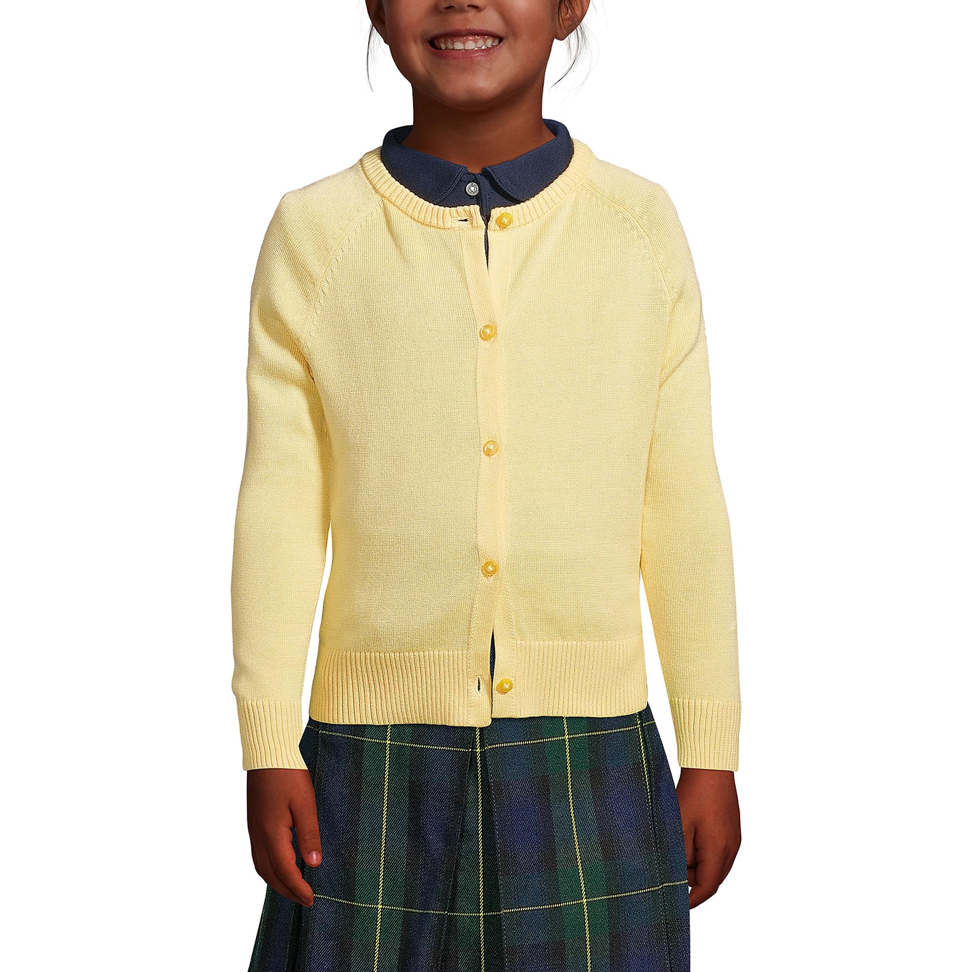 Lands' End Girls' Cotton Modal Cardigan Sweater for School Uniforms | Soft & Comfortable Knitwear for Classrooms & Daily Wear