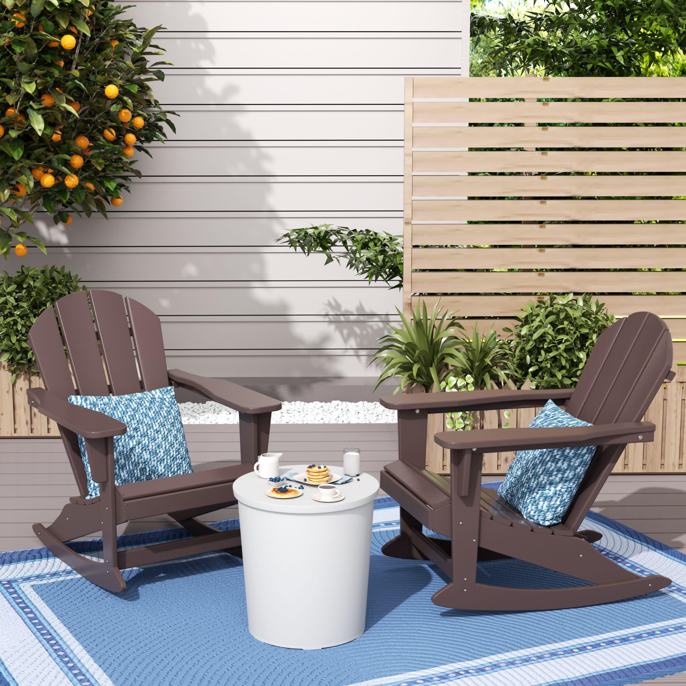 WestinTrends Malibu 2-Piece Outdoor Patio Adirondack Rocking Chair Set (2 Seater) - Durable Polywood Furniture in Dark Brown - Perfect for Backyard, Garden, and Poolside Relaxation