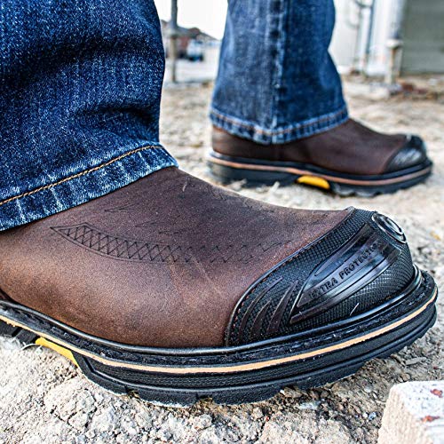 CEBU Men's HL200 Soft Toe Work Boots - Heavy Duty Leather Safety Shoes, Oil & Acid Resistant, Comfortable & Breathable Pull-On Boots for Warehouse, Construction, Manufacturing, Truck Drivers - 10 Inch Workwear for Outdoor Labor & Industrial Jobs