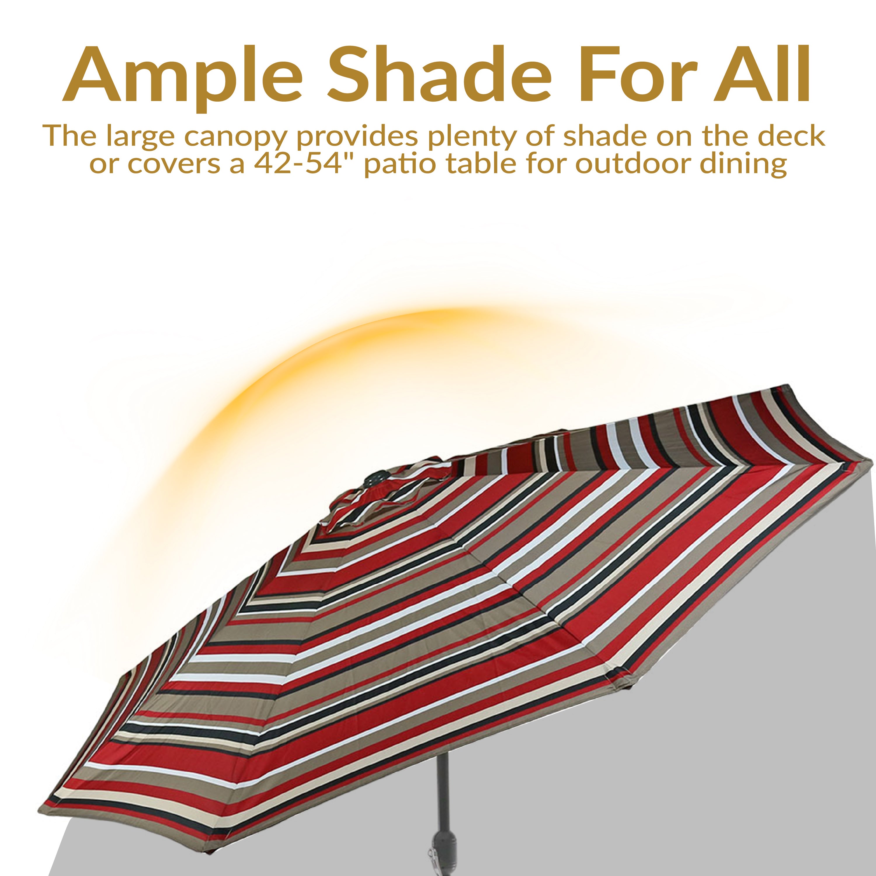Sunnydaze 9-Foot Striped Outdoor Patio Umbrella with Push Button Tilt & Easy Crank Lift - Perfect for Poolside, Backyard, Garden, and Deck Shade