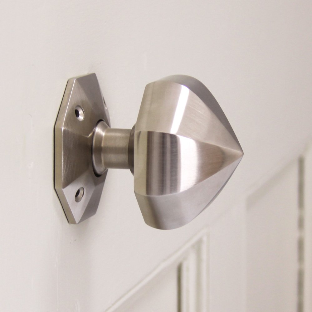 Satin Nickel Pointed Octagonal Door Knobs - Elegant & Durable Hardware for Bedroom, Bathroom & Interior Doors - Perfect for Home & Office Upgrade