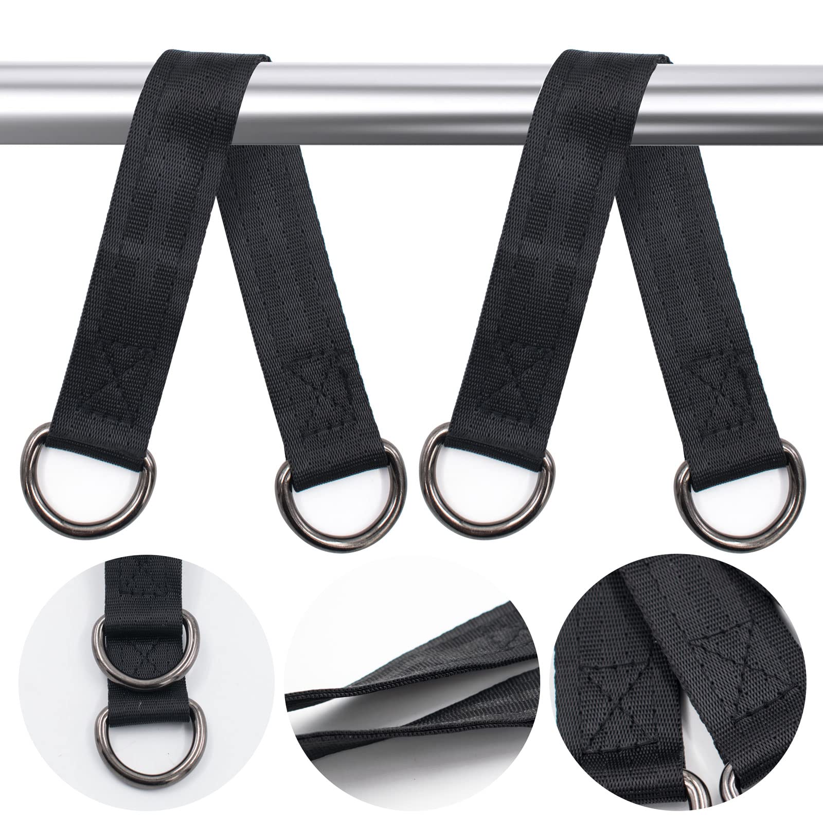 Heavy Duty Tree Swing Straps 4-Pack - 24cm/9.45in Short Extension Belts for Swing Chairs, Hammocks, Punching Bags & Yoga Seats - Durable Hanging Kit for Outdoor Play, Exercise & Relaxation