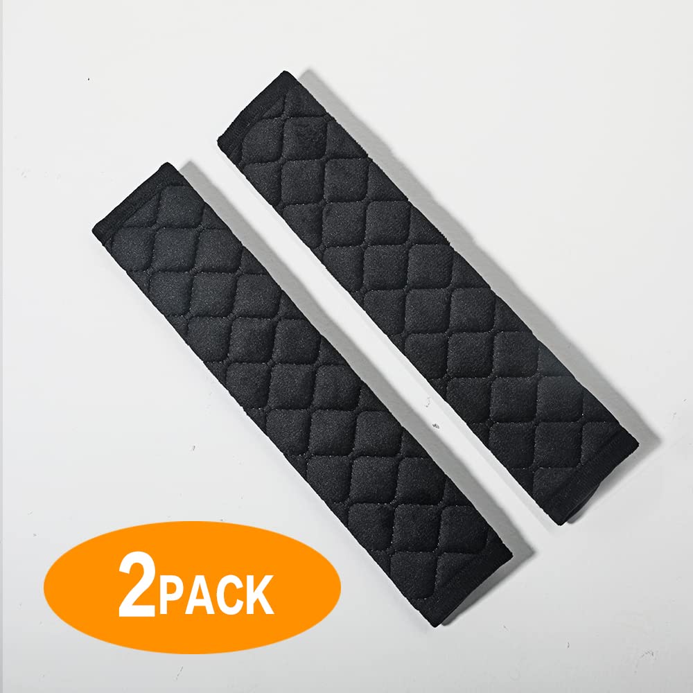 2 Pack Car Seat Belt Pads - Soft & Comfortable Shoulder Strap Covers for Neck & Shoulder Protection - Universal Fit for Cars, SUVs & Trucks - Perfect for Long Drives & Daily Commutes (Black)