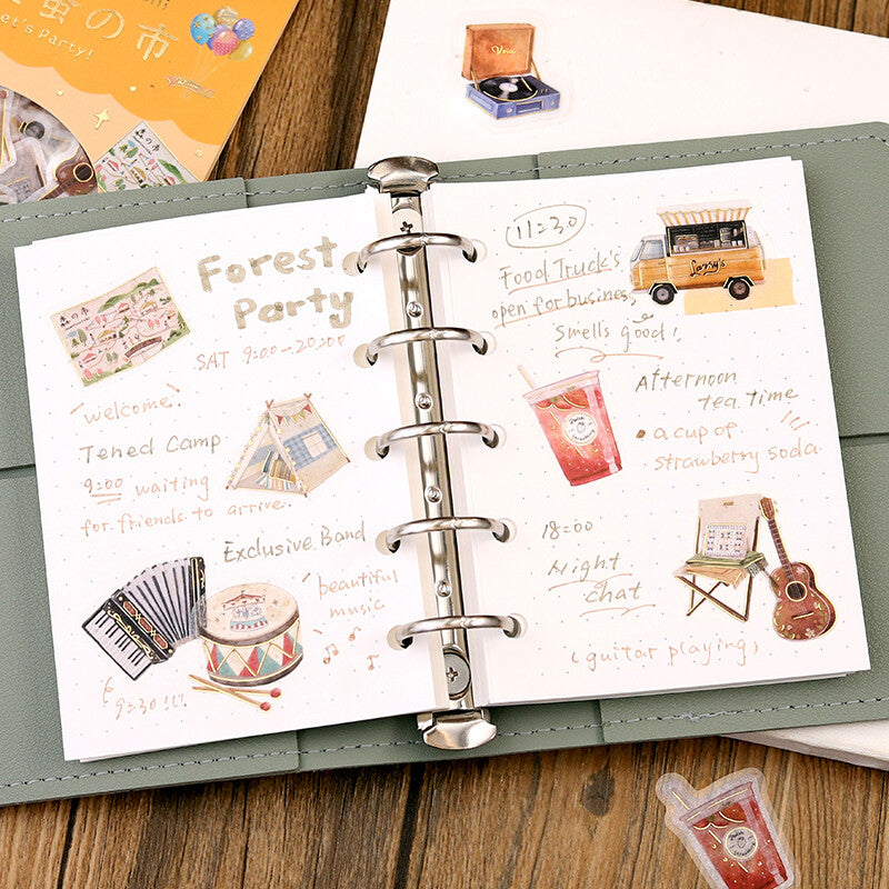 Aozora Flea Market Let's Party Flake Sticker - Fun Decorative Stickers for Scrapbooking, Journals, DIY Crafts & Party Decorations