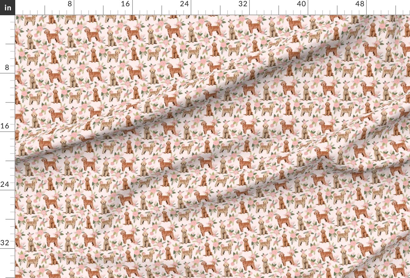 Golden Doodle Floral Dog Print Minky Fabric by The Yard - Peach Cheater Quilt Pet Goldendoodle Pattern - Soft Plush Material for Sewing Baby Blankets, Quilt Backing & DIY Pet Accessories - Perfect for Nursery Decor & Cozy Home Projects