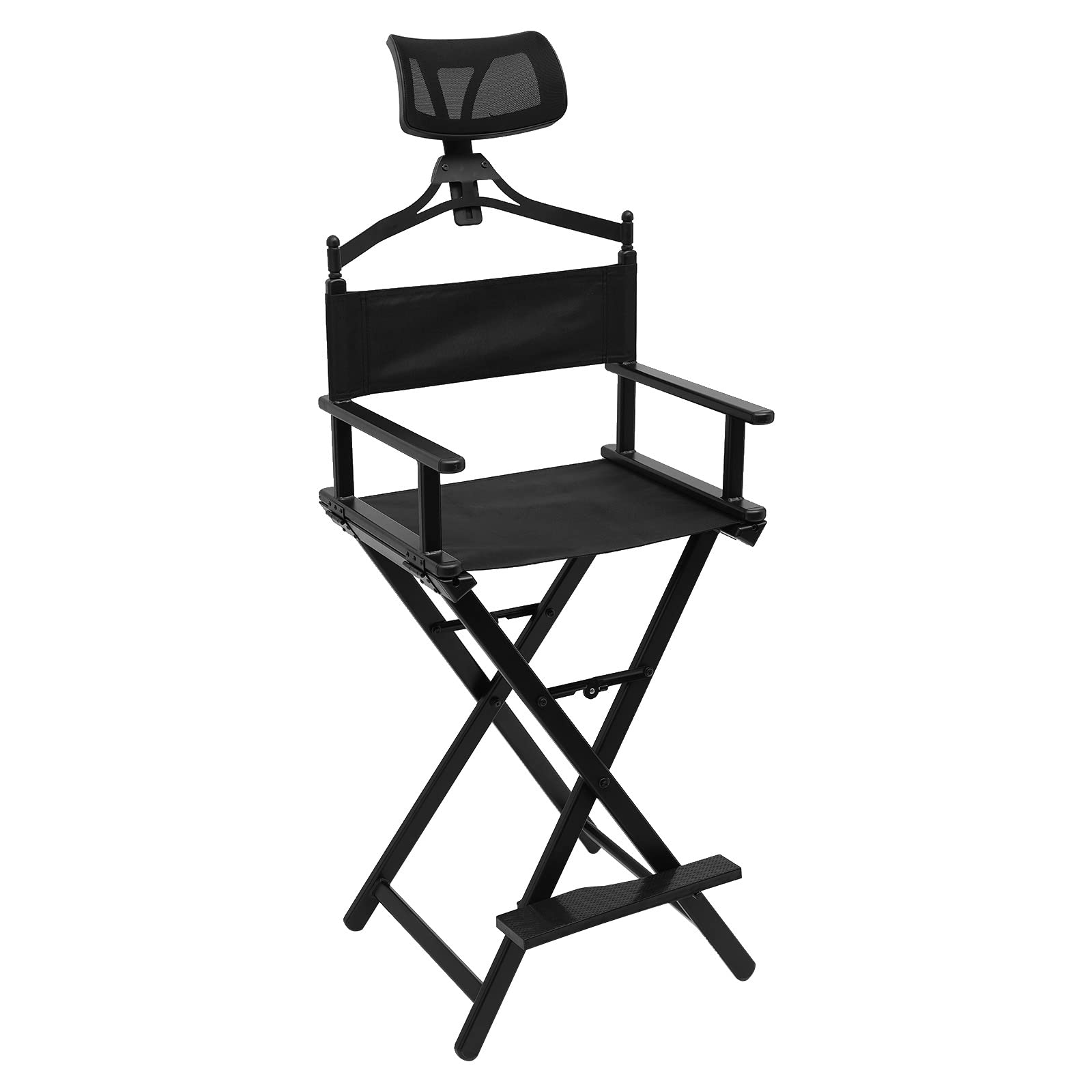 LYNICESHOP Foldable Directors Chair - Portable Aluminum Makeup Artist Chair with Adjustable Headrest | Lightweight Folding Chair for Studio, Salon, Vanity, Outdoor Photography & On-Site Makeup Sessions