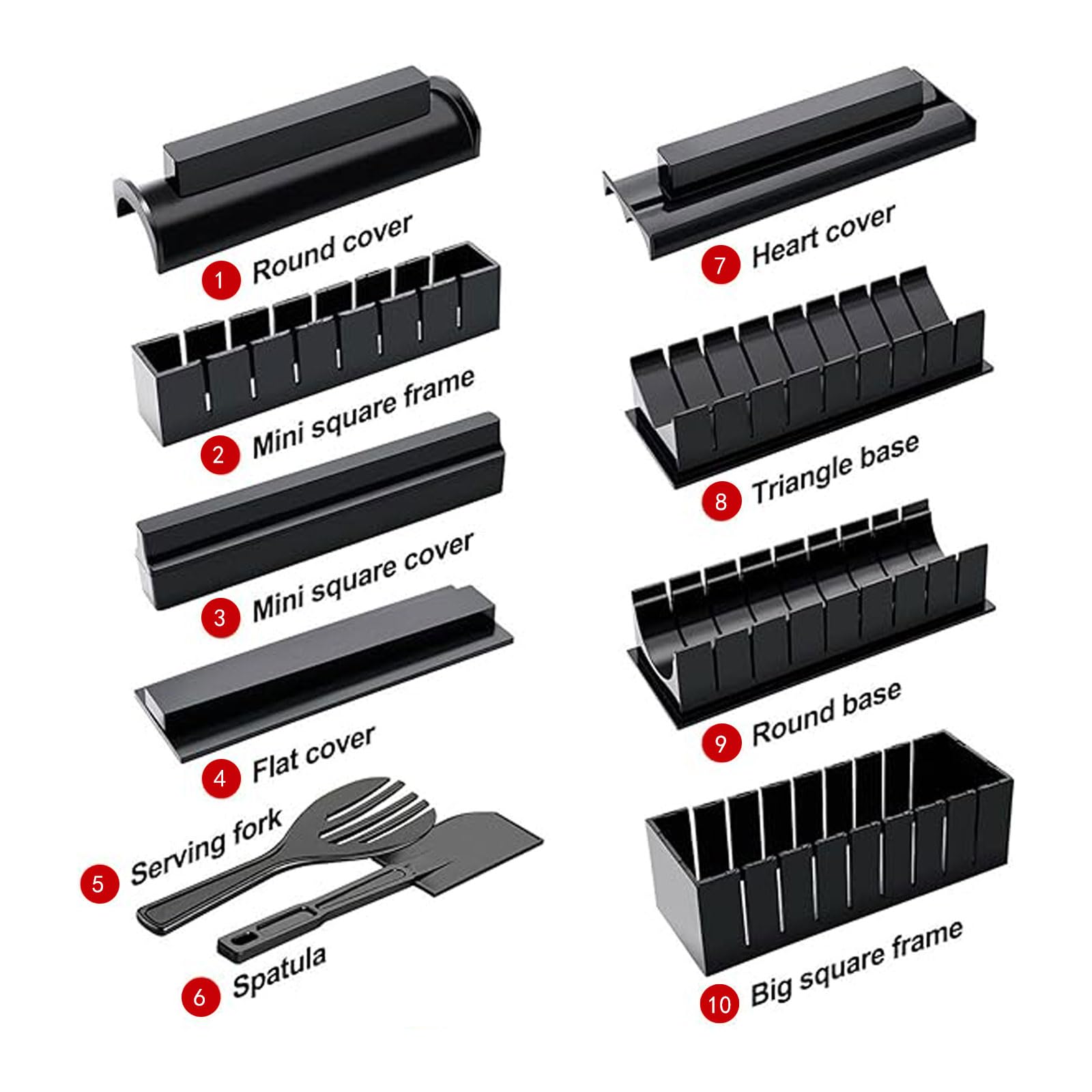 Sunallwell 10-Piece Professional Sushi Making Kit - DIY Sushi Roller Mold Set with Rice Paddle & Bamboo Mat - Perfect for Beginners & Home Chefs - Great for Parties, Meal Prep & Japanese Cuisine Lovers