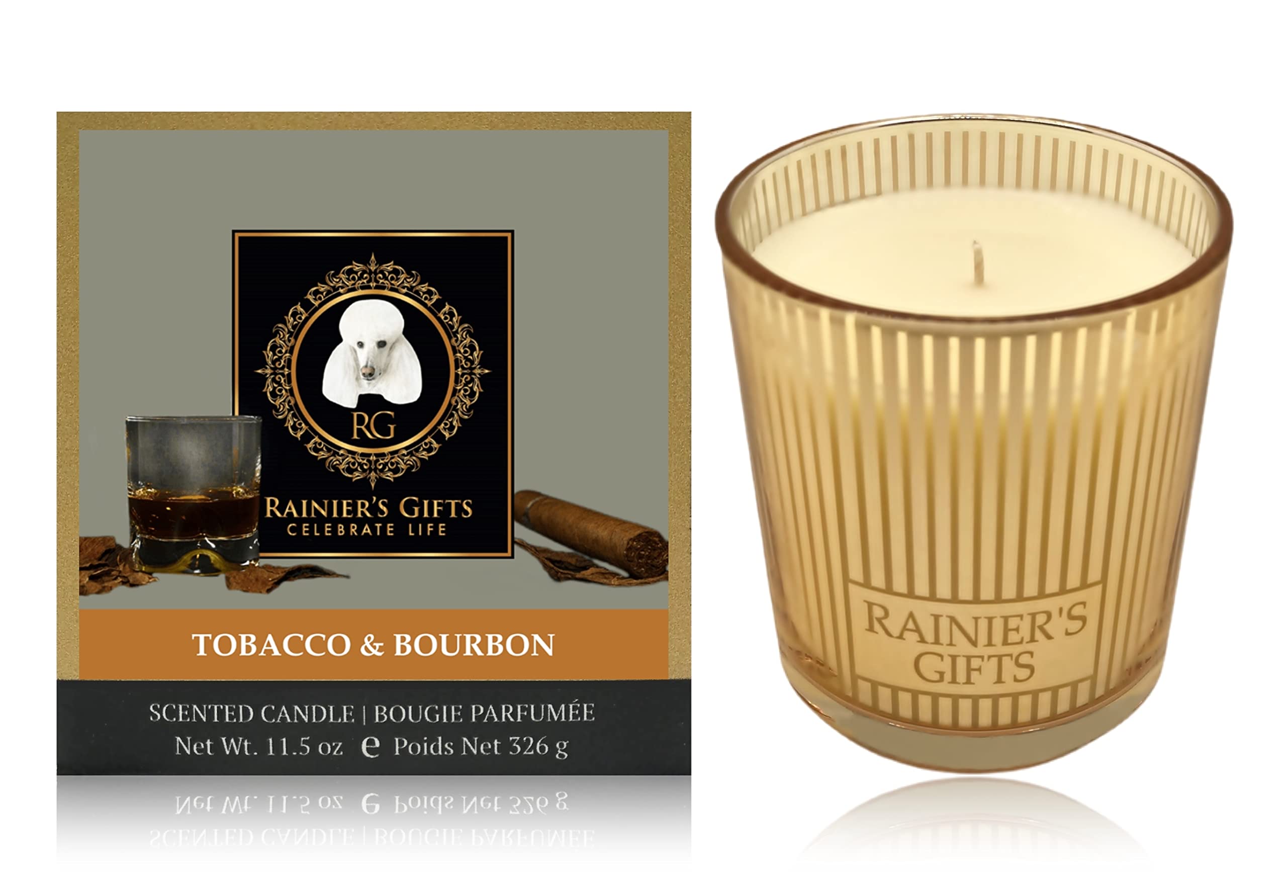 Tobacco & Bourbon Scented Candle - 11.5oz, 55-65H Burn for Home Relaxation