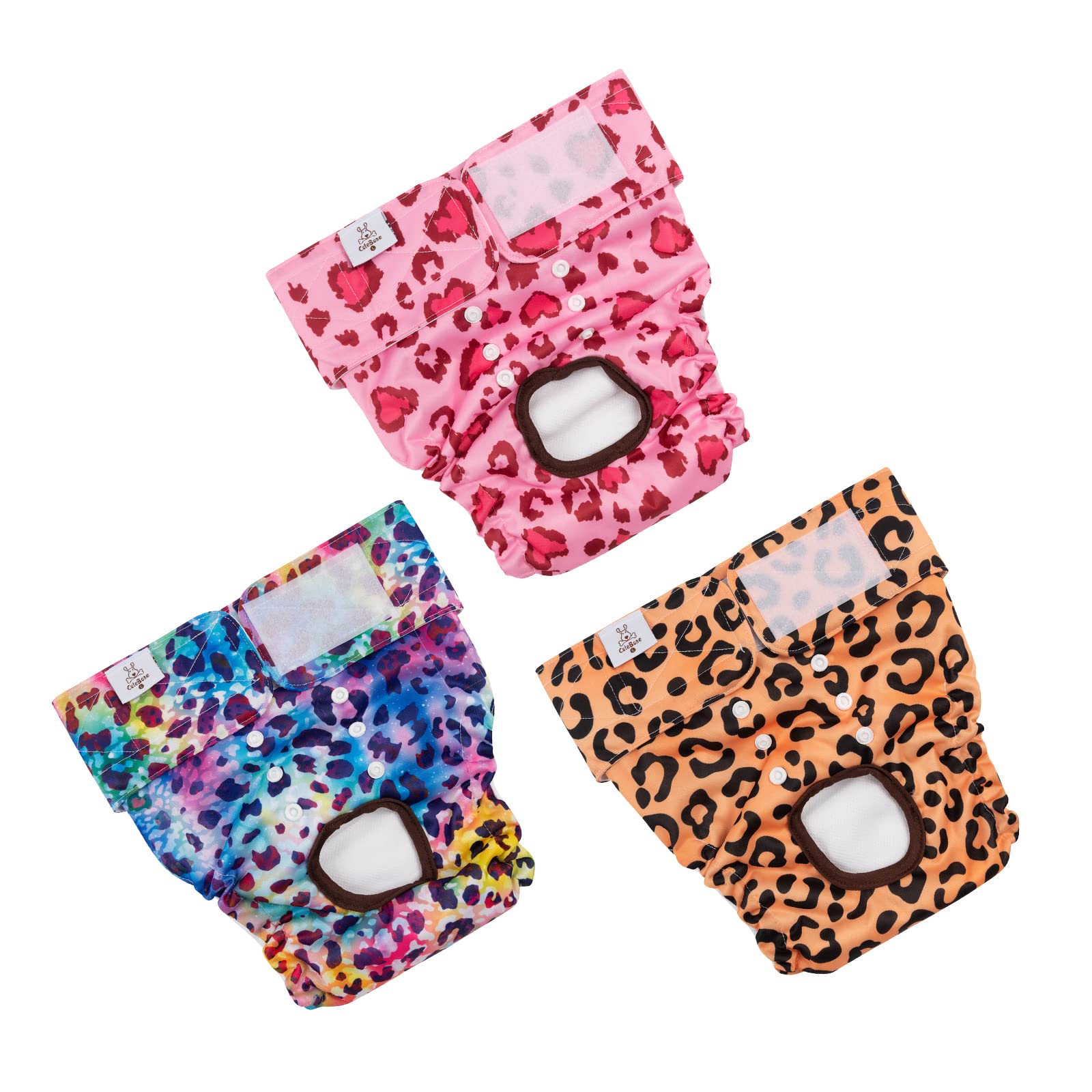CuteBone Washable Female Dog Diapers 3 Pack - Reusable Puppy Pants for Heat Period & Potty Training | Perfect for Small to Medium Dogs at Home or Travel