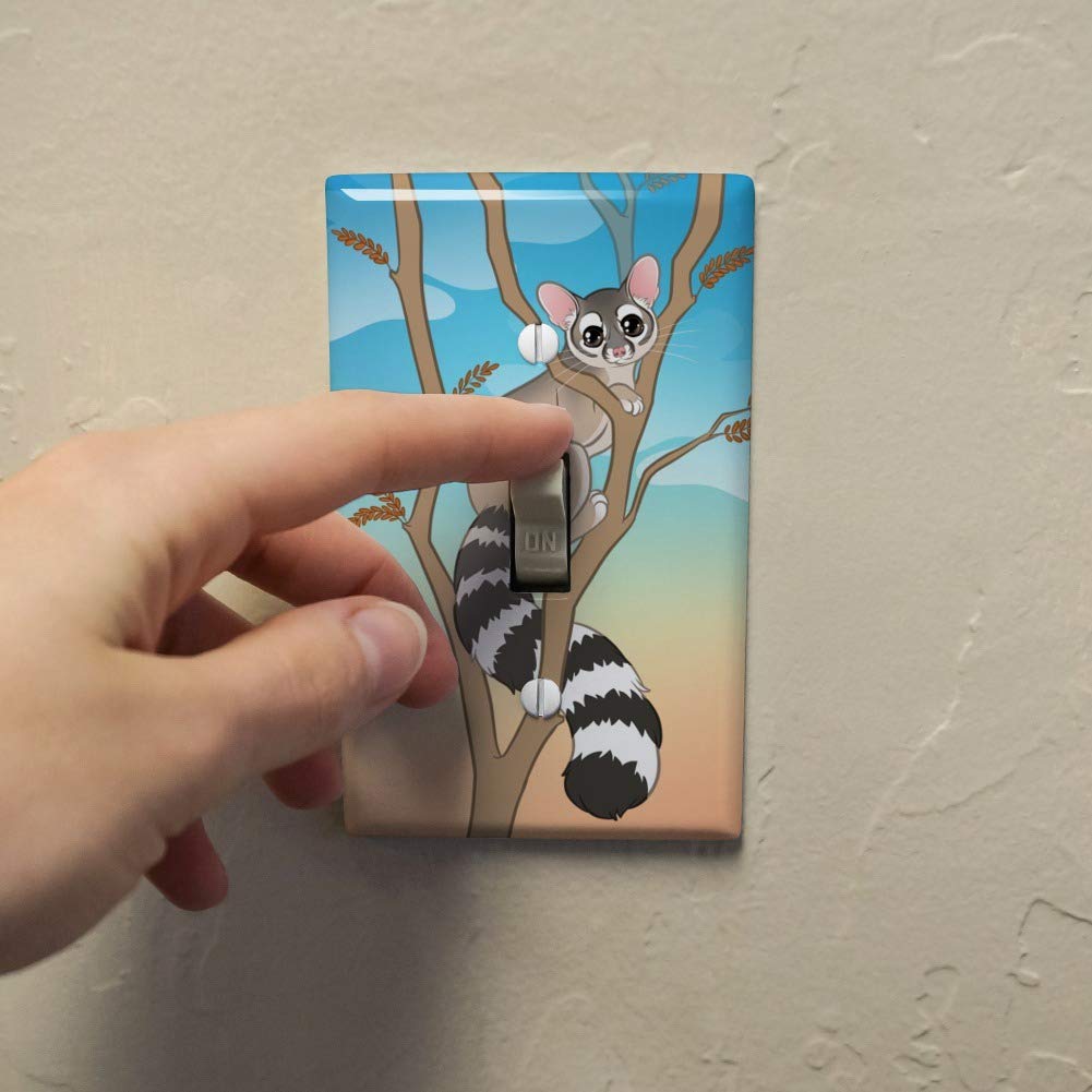 Ring-Tailed Cat Light Switch Cover - Plastic Wall Decor for Home & Office