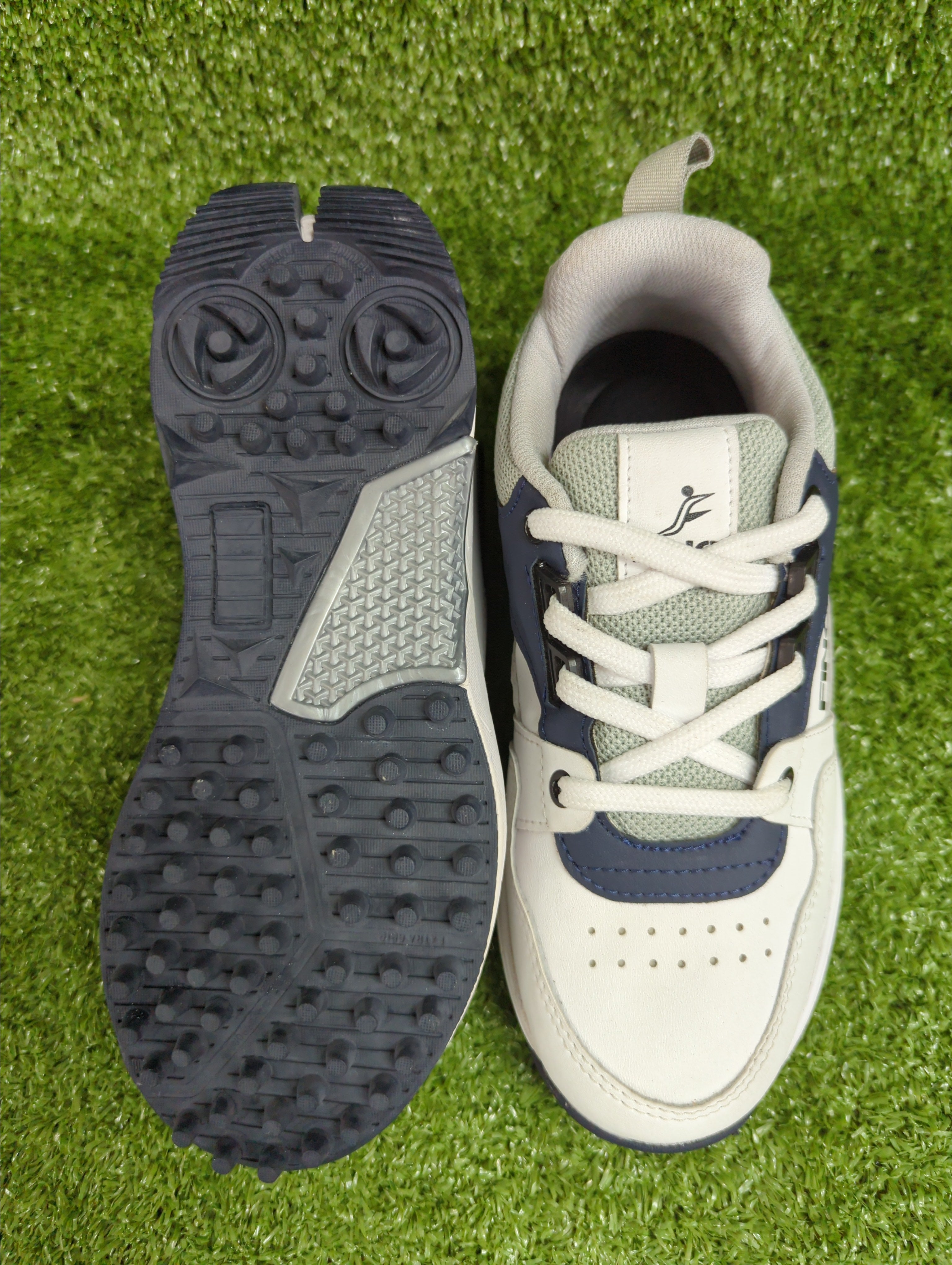 FINO C 12 Junior Cricket Shoes for Boys - Navy Blue & Dark Gray | Lightweight & Durable for Practice & Matches