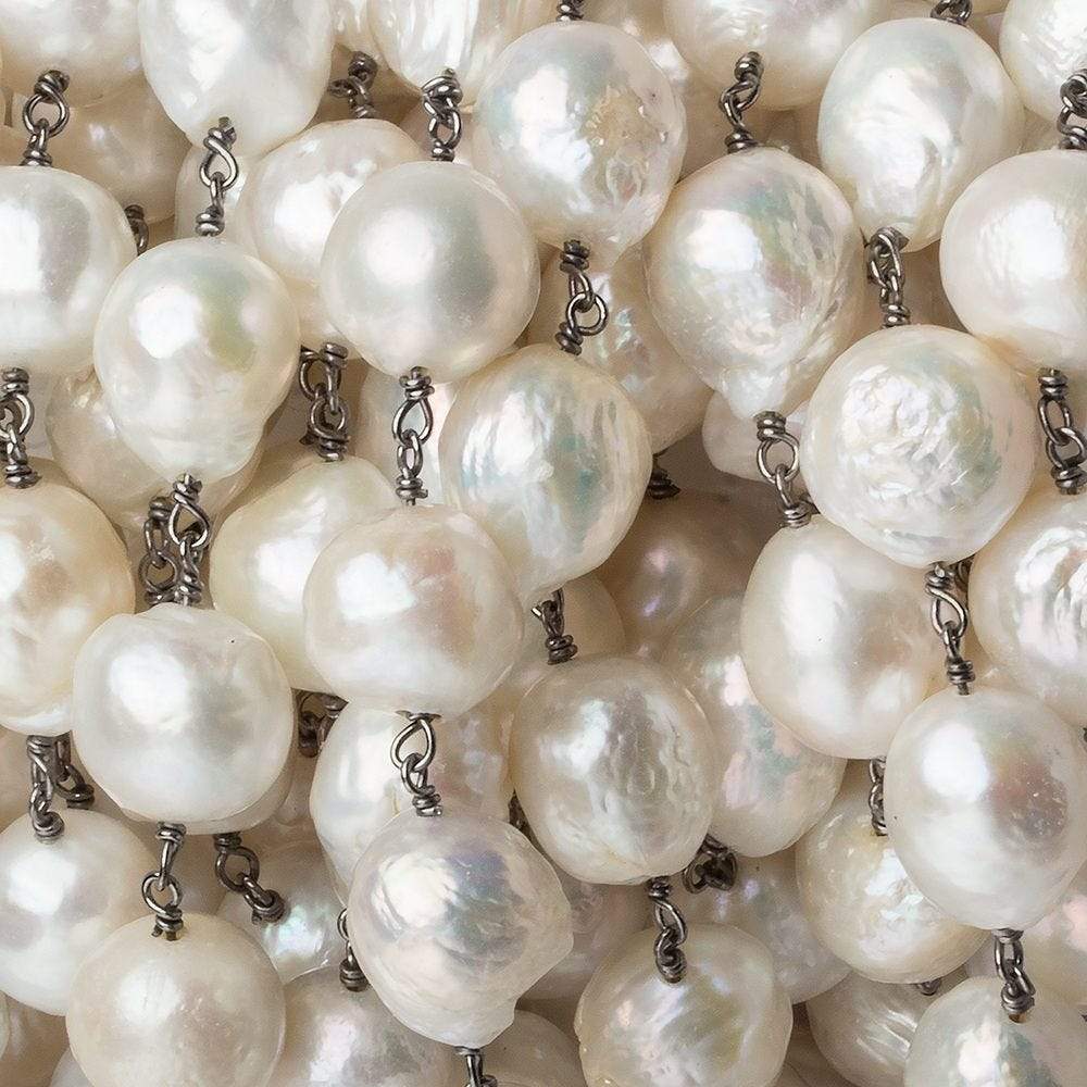 12x11mm Off White Ultra Baroque Black Gold .925 Sterling Silver Chain by the Foot - 17 Pieces for Jewelry Making, DIY Crafts & Fashion Accessories