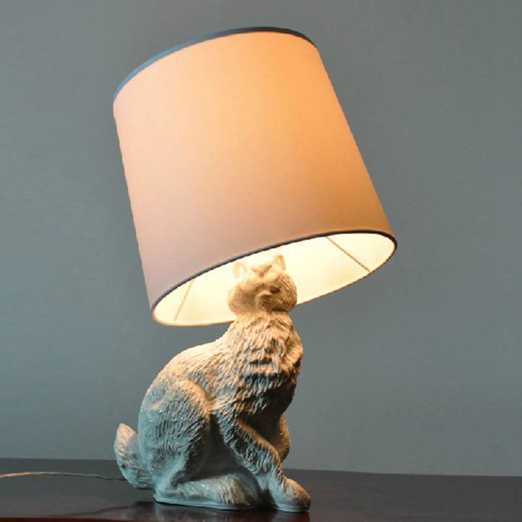 TOMYEUS White Rabbit Table Lamp with Black Shade - 20 Inch Modern Sculptural Bedside Lamp for Living Room, Bedroom, Office - Nightstand Lighting & Home Decor Accent