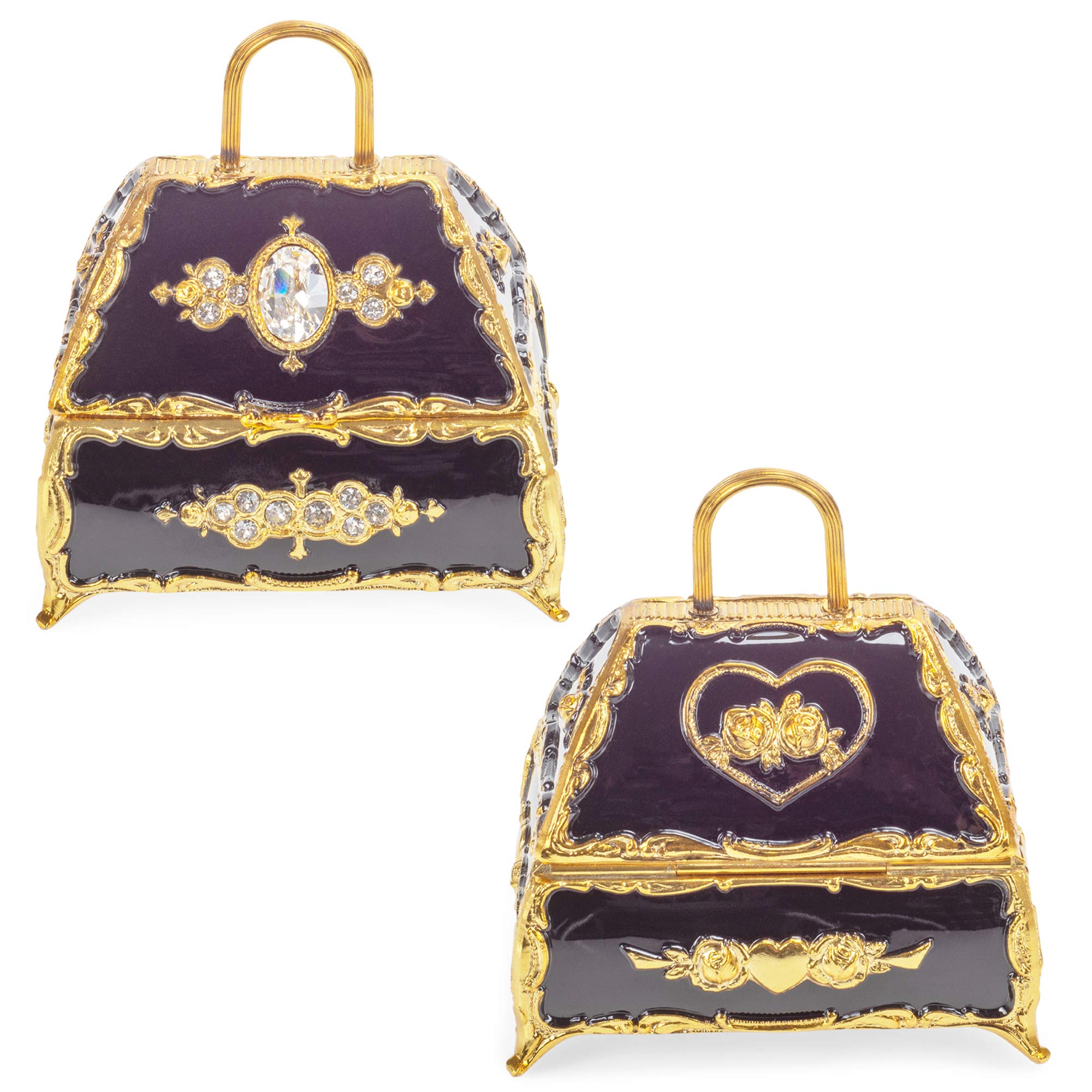 Elegant Black Handbag-Shaped Music Box with Swarovski Crystals - Plays 'Für Elise' | Jewelry Storage & Decorative Gift for Women (Perfect for Birthdays, Anniversaries & Home Décor)