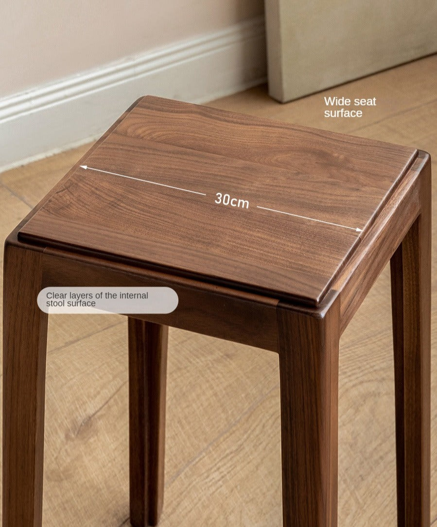 Premium Black Walnut Solid Wood Folding Stool - Modern Handcrafted Bar Stool for Kitchen Island, Dining Room & Home Decor | Space-Saving Design for Small Spaces