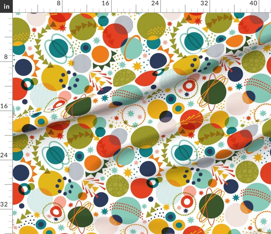 Adventure Space Fabric - Bright Planets, Colored Stars & Spaceships Print on Petal Signature Cotton by The Yard | Perfect for Sewing, Quilting, Apparel, Crafts & Home Decor | DIY Space-Themed Projects & Kids Room Decorations