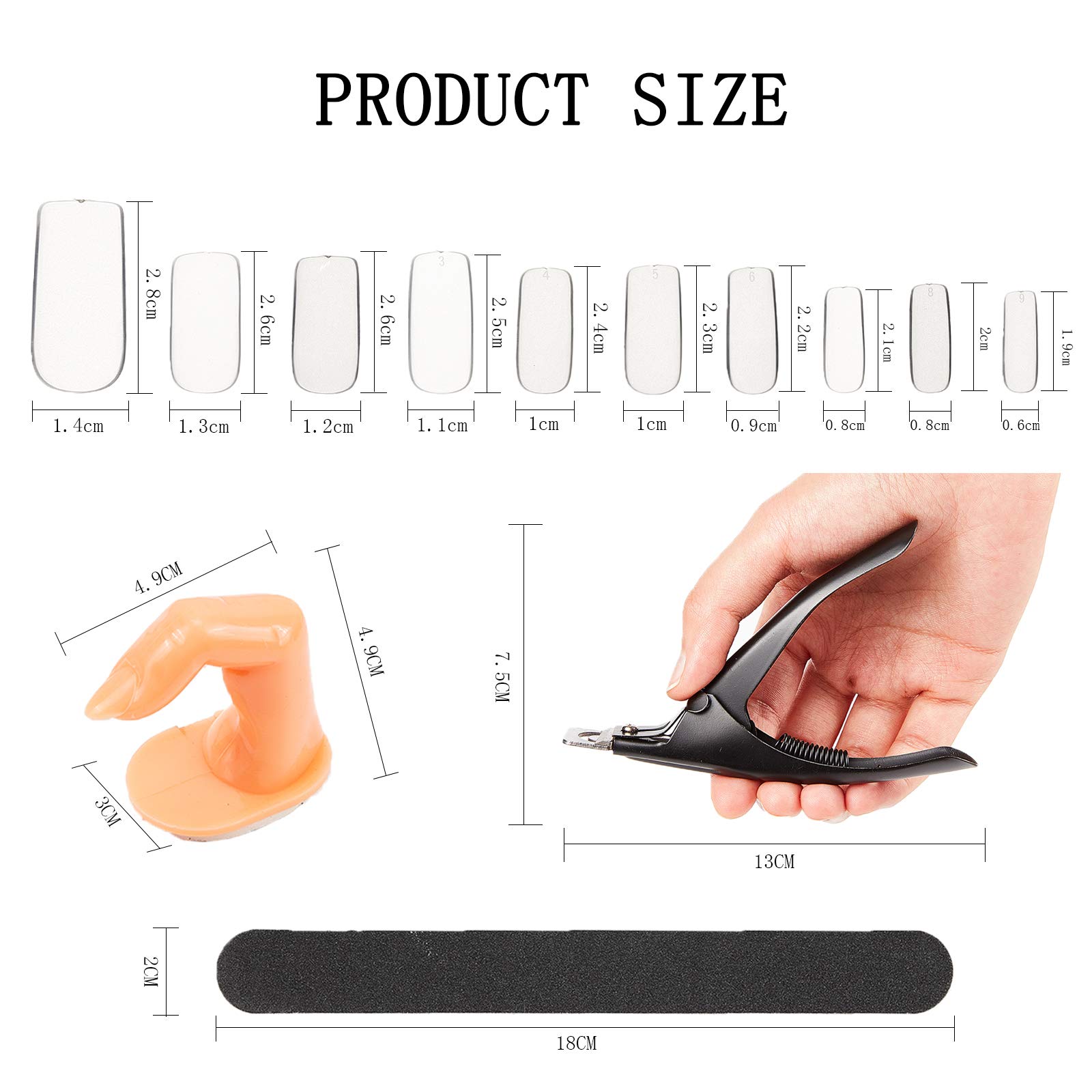 NICENEEDED Professional Nail Art Practice Kit - 10 Practice Manicure Fingers, 100 False Nails, Nail Clippers & 2 Nail Files for Nail Training & Display | Perfect for Salon Students, Home Practice & Nail Art Beginners