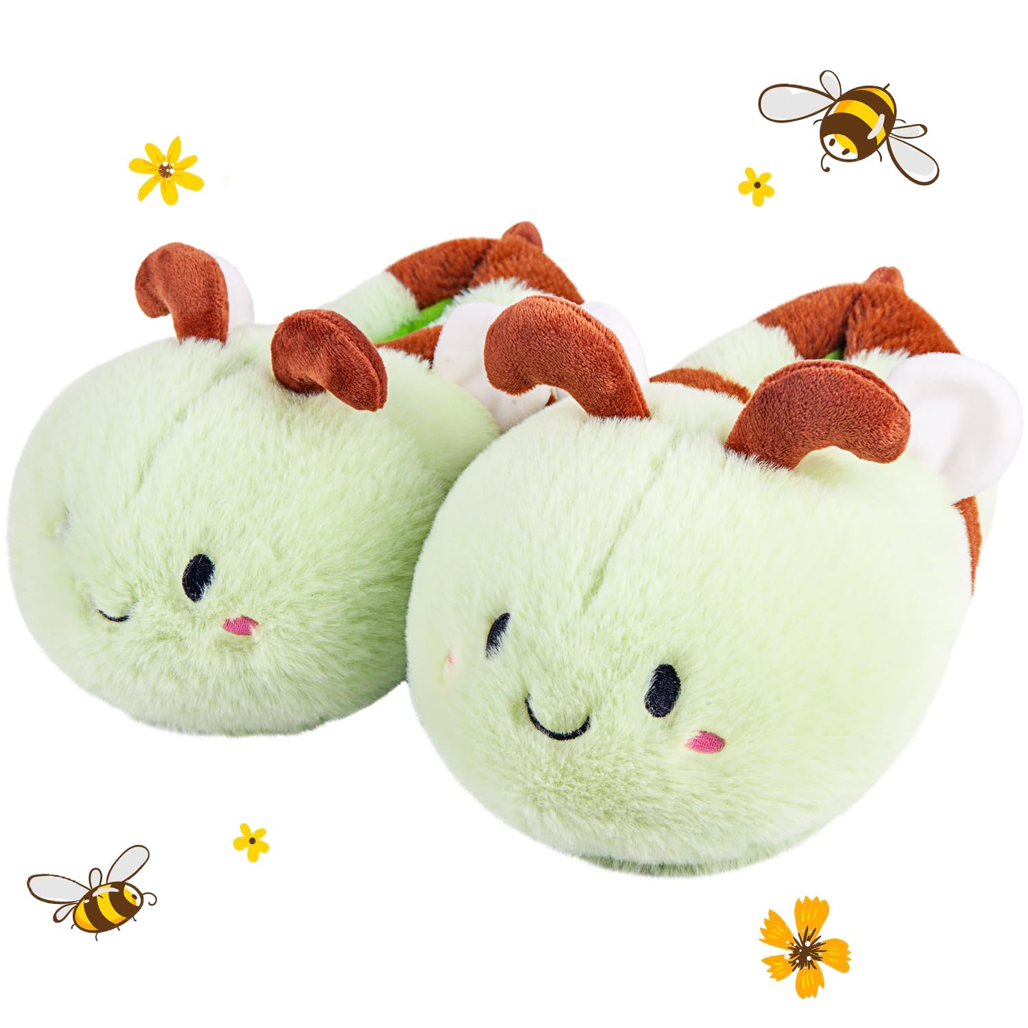 Women's Cute Bee Animal Slippers - Funny Bumblebee Fuzzy House Shoes for Winter, Soft & Cozy Indoor Slippers - Perfect for Lounging at Home, Gift Giving & Cold Weather Comfort