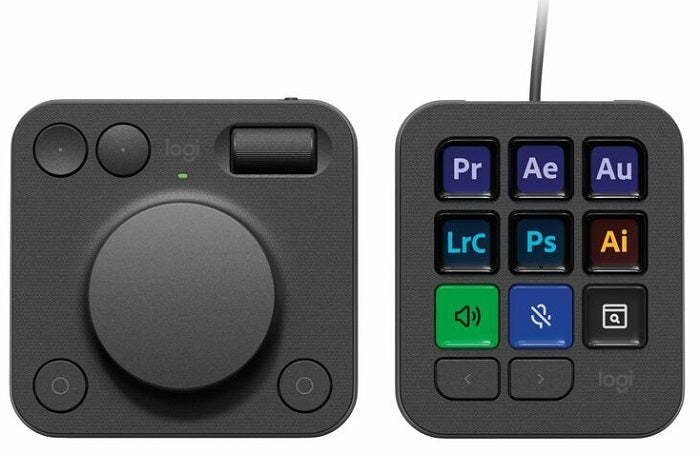 Logitech MX Creative Console Programmable Keypad - Customizable Shortcut Keys for Adobe Photoshop, Premiere Pro & Illustrator - Ergonomic Design for Graphic Designers & Video Editors (Black/White) - Perfect for Creative Workstations & Professional Studios