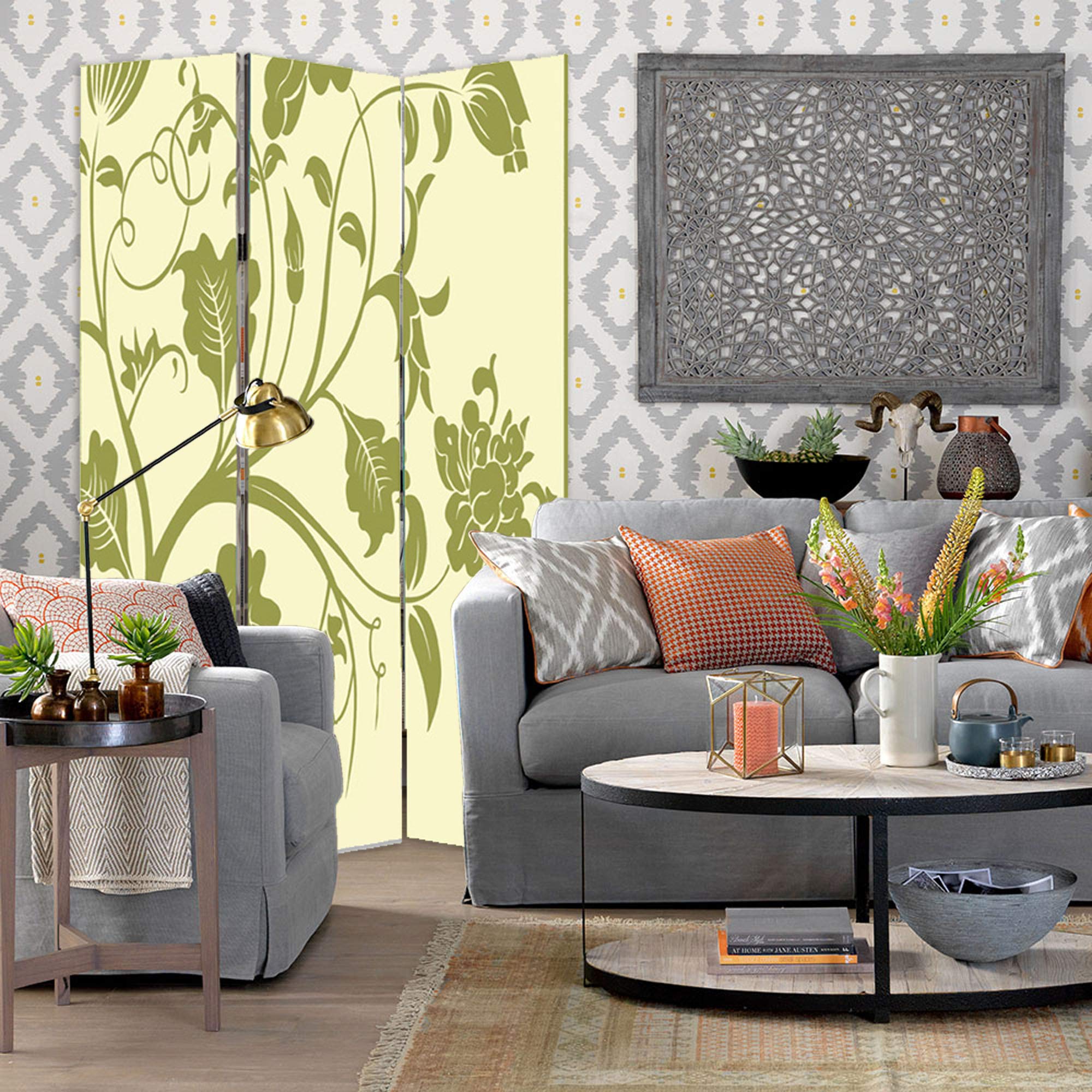 Avery Room Divider Screen - 6-Panel Folding Privacy Partition for Home & Office - Perfect for Bedroom, Living Room, and Workspace Separation