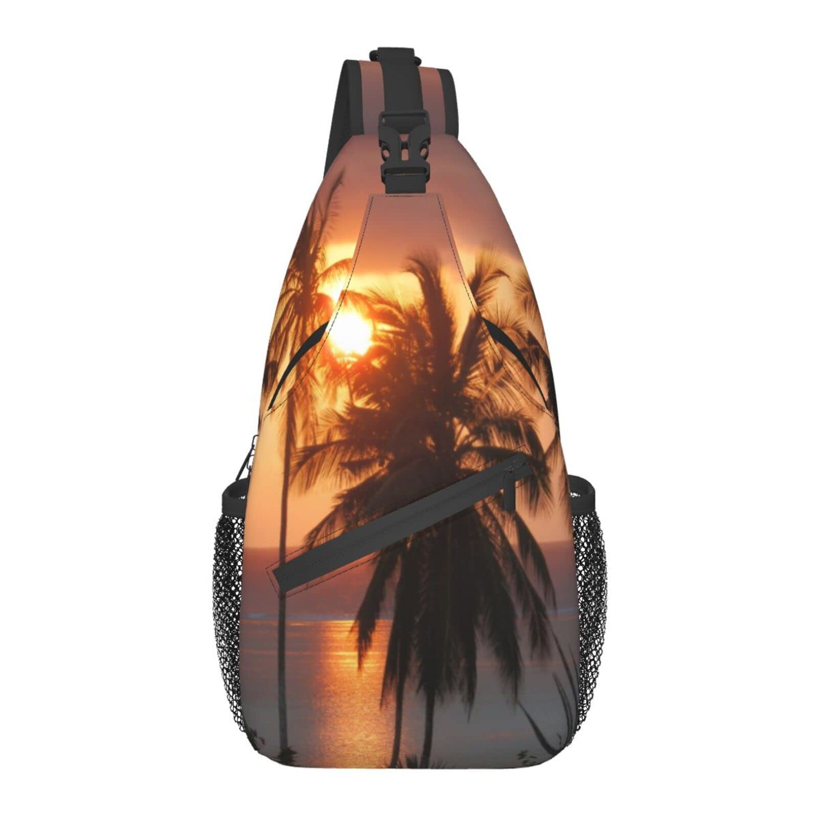 Adjustable Lightweight Crossbody Sling Bag for Men & Women - Beach Sunset Shoulder Backpack for Travel, Hiking, Gym, Biking & Camping - Perfect for Outdoor Adventures & Casual Daily Use