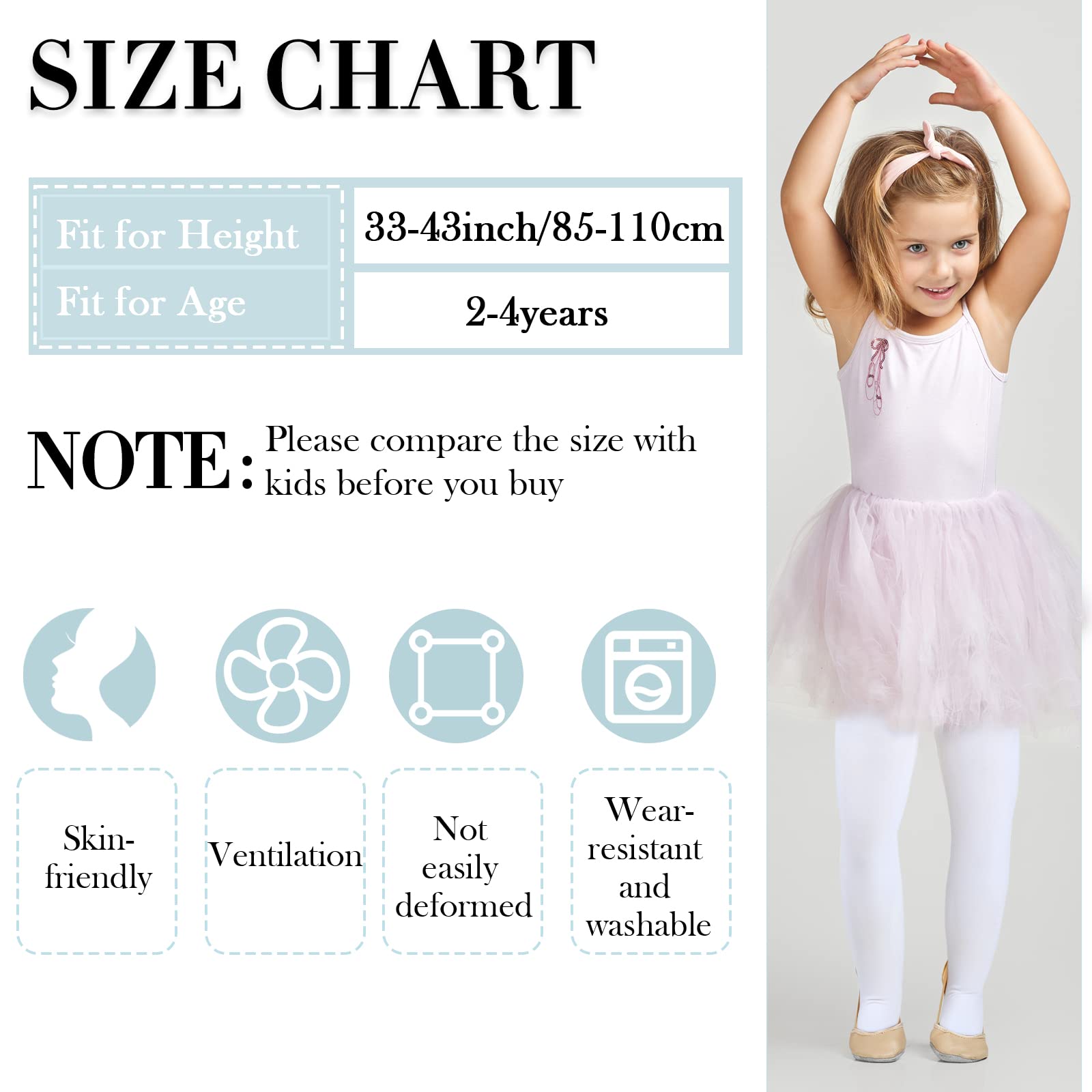 20 Pairs Girls Ballet Tights - Soft Elastic Toddler Dance Footed Tights for Ballet Class, School Uniform & Costume - Bulk Pack for Dance Recitals & Performance Practice