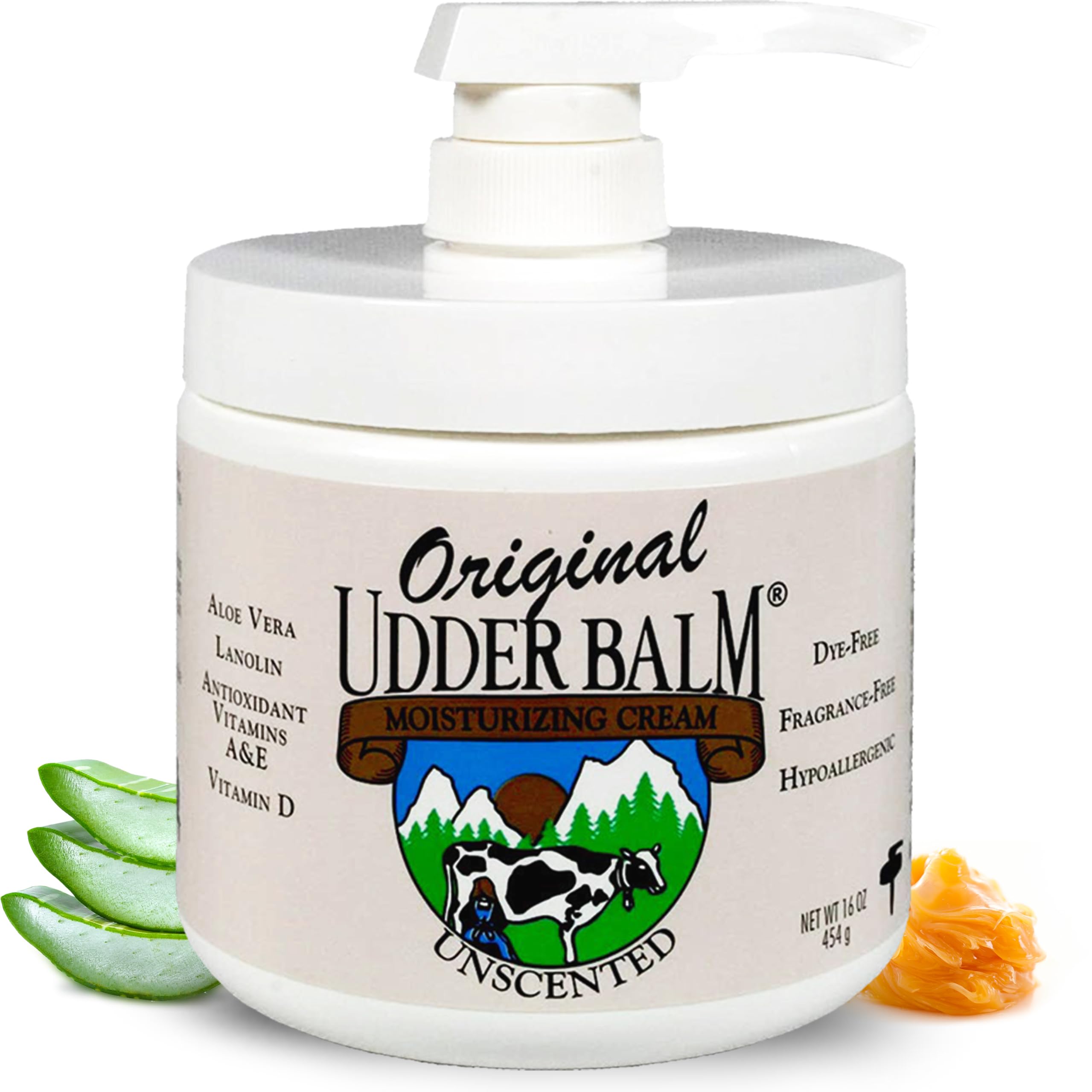 Unscented Original Udder Balm Body Moisturizer with Pump - Hydrating Lotion for Dry Skin, Hands, Feet & Elbows - Perfect for Winter Care & Daily Moisturizing