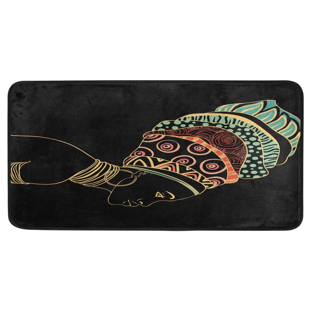 Stylish African Woman Design Non-Slip Kitchen Rug - 39