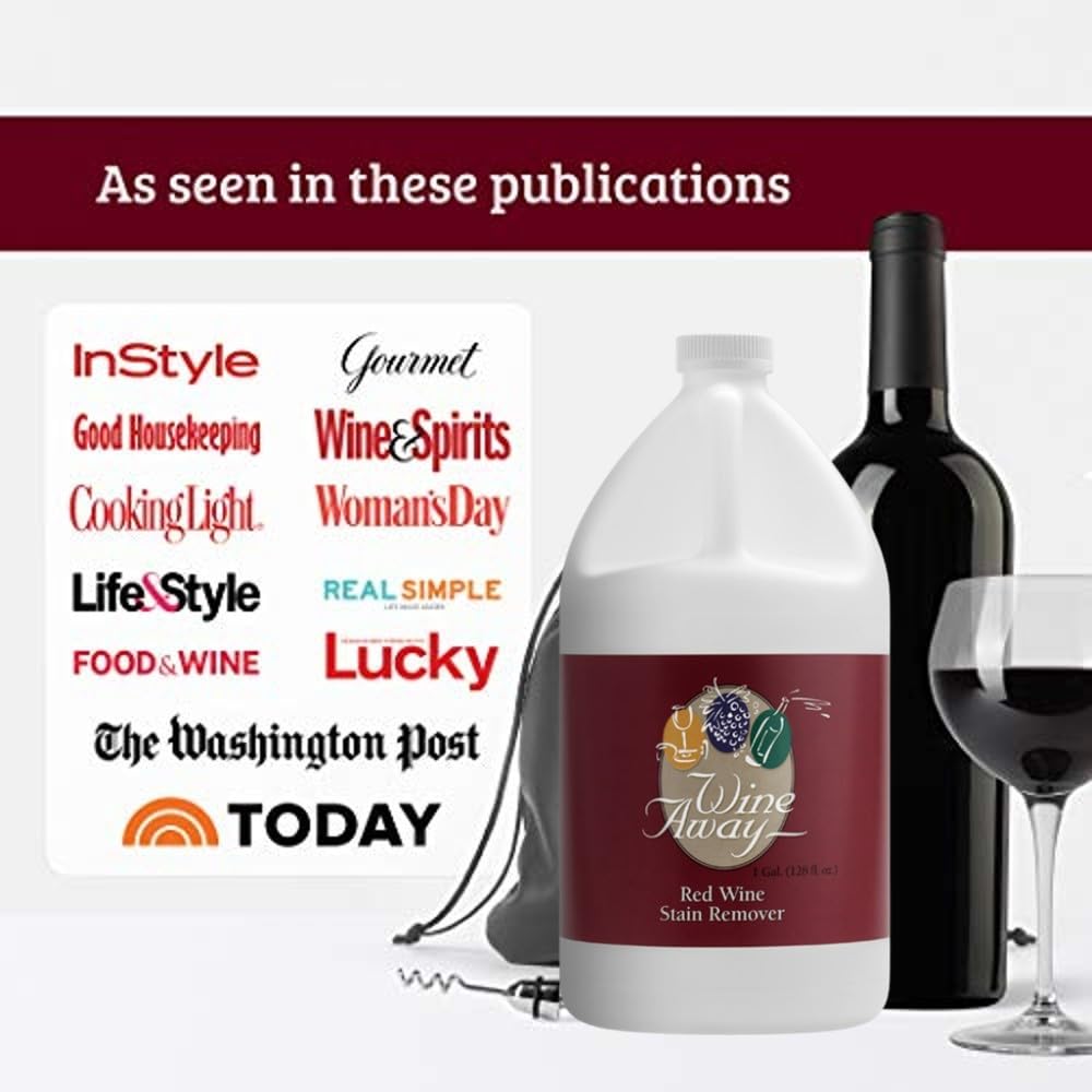 Wine Away Red Wine Stain Remover Spray - 1 Gallon | Fast-Acting Fabric, Upholstery & Carpet Cleaner | Citrus Scented Laundry Solution | Perfect for Parties, Weddings & Home Accidents | Removes Tough Wine Stains Instantly
