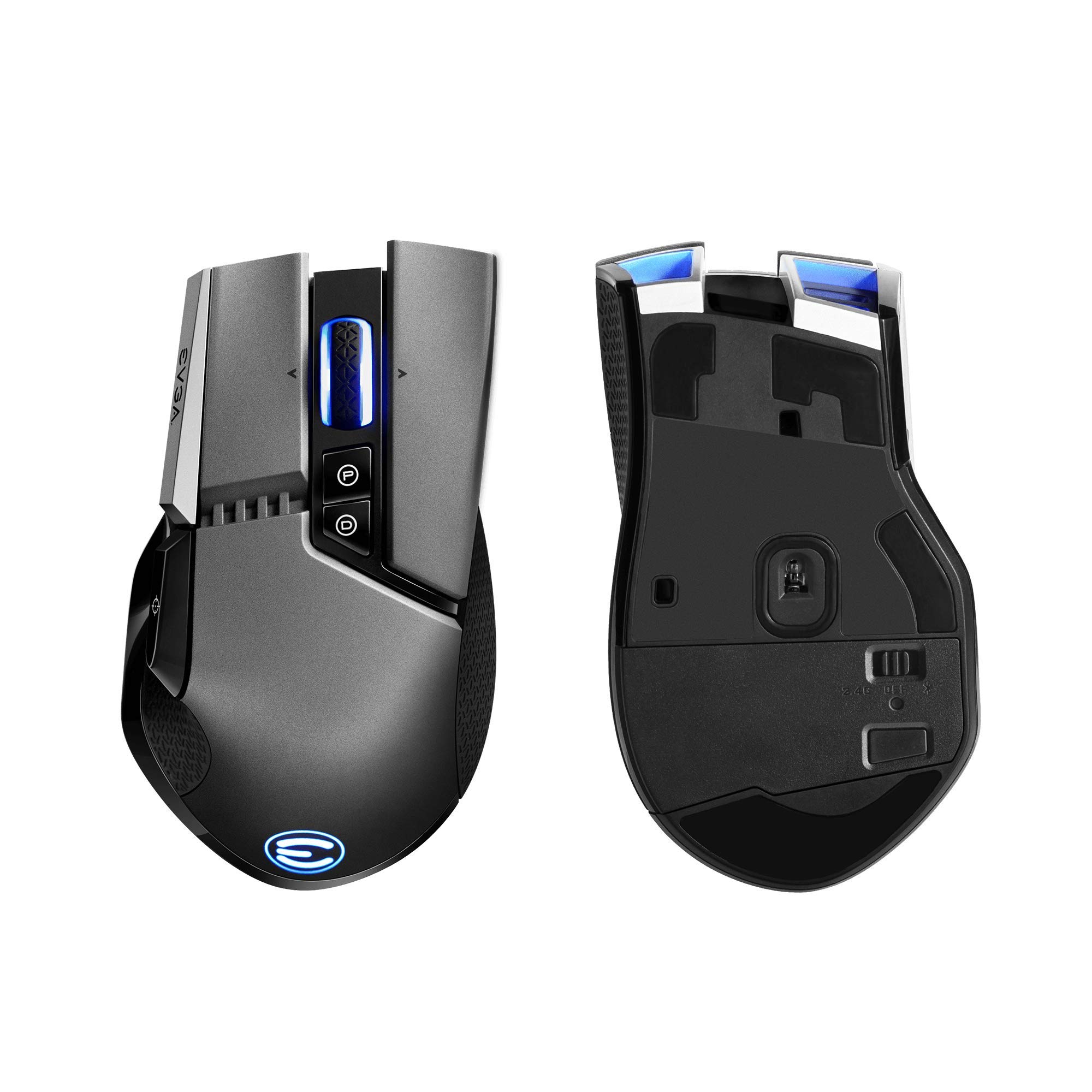 EVGA X20 Wireless Gaming Mouse - 16,000 DPI, 5 Profiles, 10 Buttons, Ergonomic Design, Customizable RGB Lighting (Gray) - Perfect for FPS, MOBA & MMO Games, Office Work & Home Use