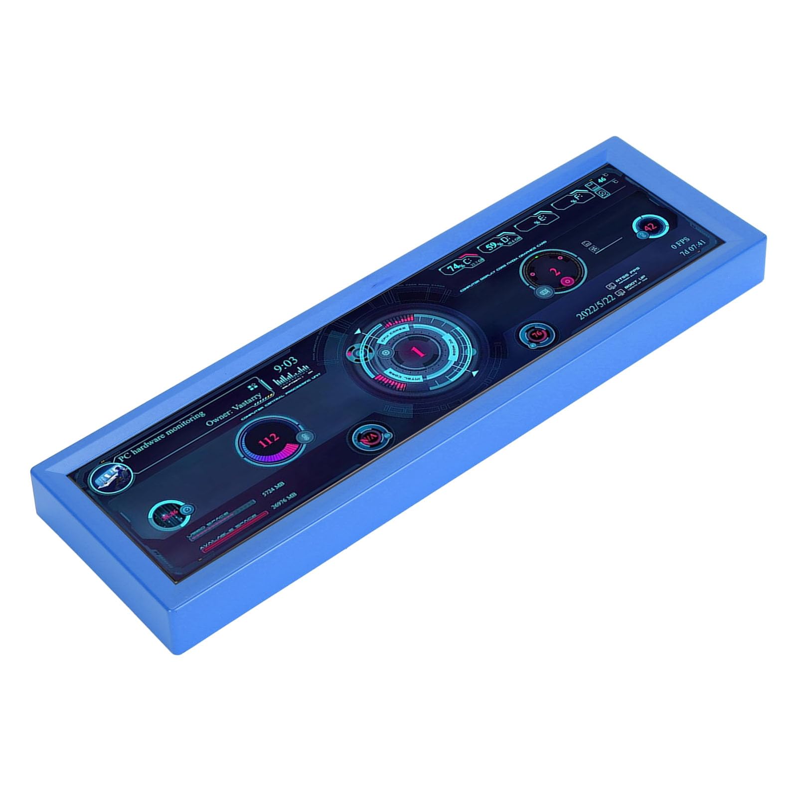 Jectse 8.8 Inch PC Temperature Monitor - Plug & Play CPU/GPU Hardware Temp Display with Customizable 1920x480 Resolution - Ideal for Gaming PC, Workstation & Server Monitoring (Blue)