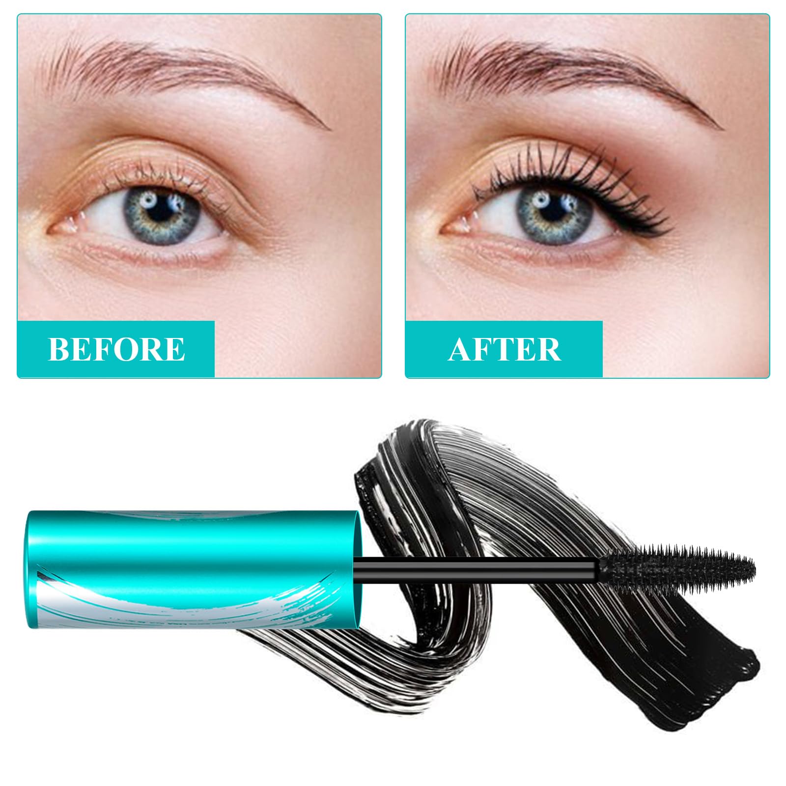 2024 New Premium False Lash Effect Mascara - Waterproof & Smudge-proof Liquid Extensions for Natural Lengthening & Thickening Lashes (2PCS) | Long-lasting All Day Wear for Parties, Weddings & Everyday Glam