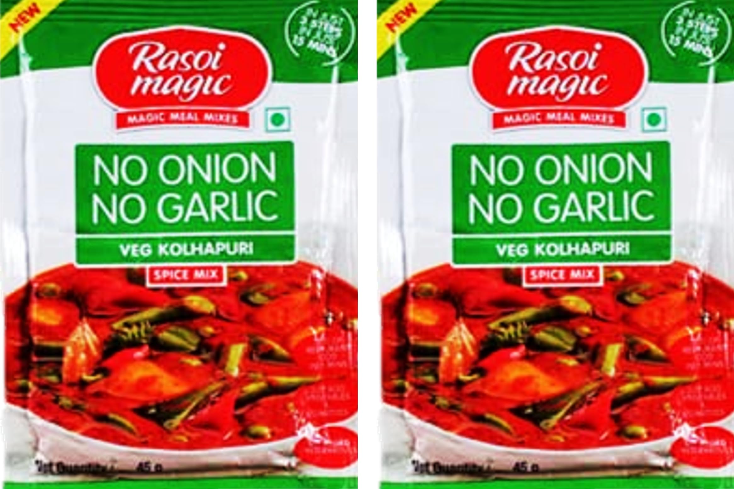 Rasoi Magic No Onion No Garlic Veg Kolhapuri Spice Mix 45g (Pack of 2) - Authentic Indian Spice Blend for Vegan & Jain Cooking, Perfect for Curries, Rice Dishes & Traditional Kolhapuri Recipes