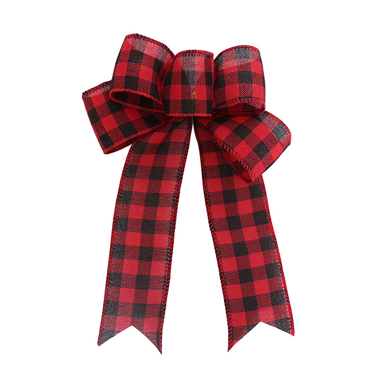 12Pcs Christmas Tree Bows Ornaments - Plaid Buffalo Check Ribbon Bows for Xmas Tree Topper, Wreaths, Gift Wrapping & Holiday DIY Crafts (Perfect for Home Decor, Party Decorations & Festive Gift Giving)