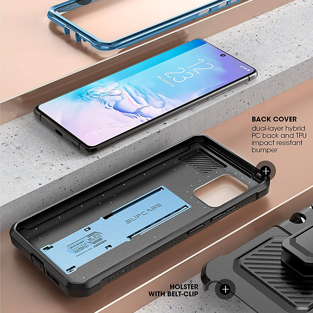 Samsung Galaxy S10 Lite Unicorn Beetle Pro Full-Body Rugged Holster Case - Heavy Duty Protection with Kickstand, Metallic Blue - Perfect for Outdoor, Work & Extreme Sports