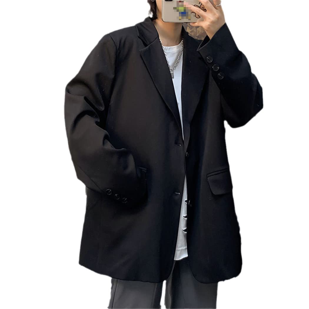 Korean Style Men's Solid Color Blazer - Business Casual Suit Jacket for Office & Streetwear | Loose Fit Dress Jackets for Work, Dating & Night Out