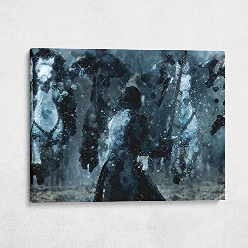 Jon Snow Battle of The Bastards Oil Style Pop Art Canvas Print - 40x30 Inch Wall Art Decor with 1.5 Inch Thick Gallery Frame | Perfect for Game of Thrones Fans, Living Room & Bedroom Decor