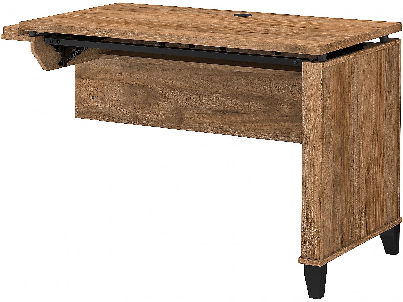 Bush Somerset 42W 3-Position Sit to Stand Desk in Fresh Walnut - Engineered Wood Home Office Desk for Work from Home & Remote Work Setup