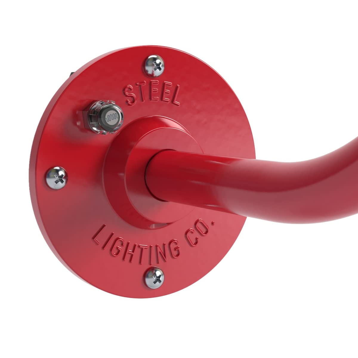Steel Lighting Co. Westchester 12-inch Outdoor Barn Light - Dusk to Dawn Sensor, Wall Mounted Gooseneck Fixture with Red Exterior & White Interior | Made in USA | Perfect for Farmhouse, Warehouse & Industrial Style Exteriors