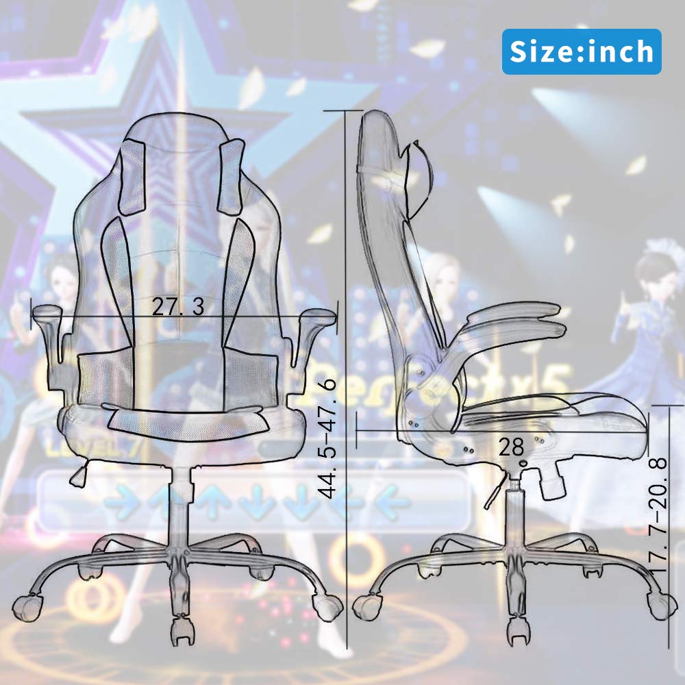 Ergonomic Gaming & Office Chair with Lumbar Support - High Back PU Leather Computer Desk Chair with Flip-Up Arms & Headrest - Swivel Task Chair for Adults (Pink) - Perfect for Home Office, Gaming Setup & Workspace Comfort