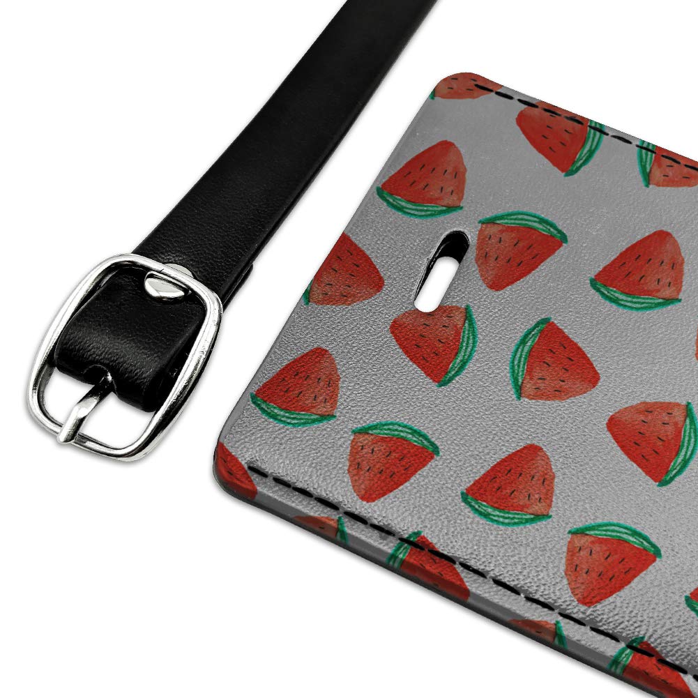 Watermelon Slices Pattern Rectangle Leather Luggage Tag - Durable Carry-On ID Tag for Suitcases & Travel Bags | Perfect for Summer Vacations, Beach Trips & Tropical Getaways