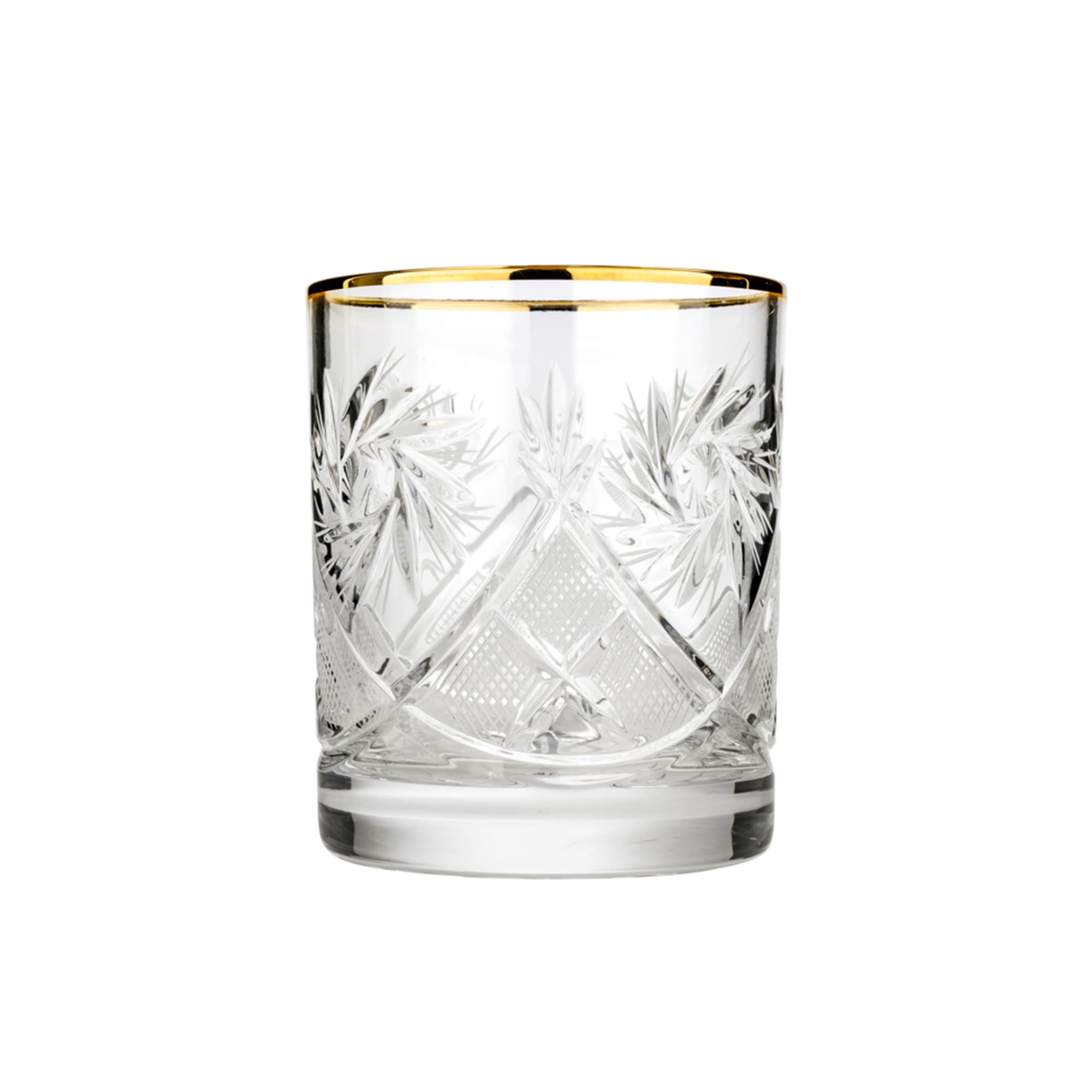 Premium Russian Cut Crystal Whiskey Glasses Set of 6 - 11oz (330ml) Gold Rim Elegant Drinking Glasses for Bourbon, Scotch & Cocktails - Perfect for Home Bar, Dinner Parties & Wedding Gifts