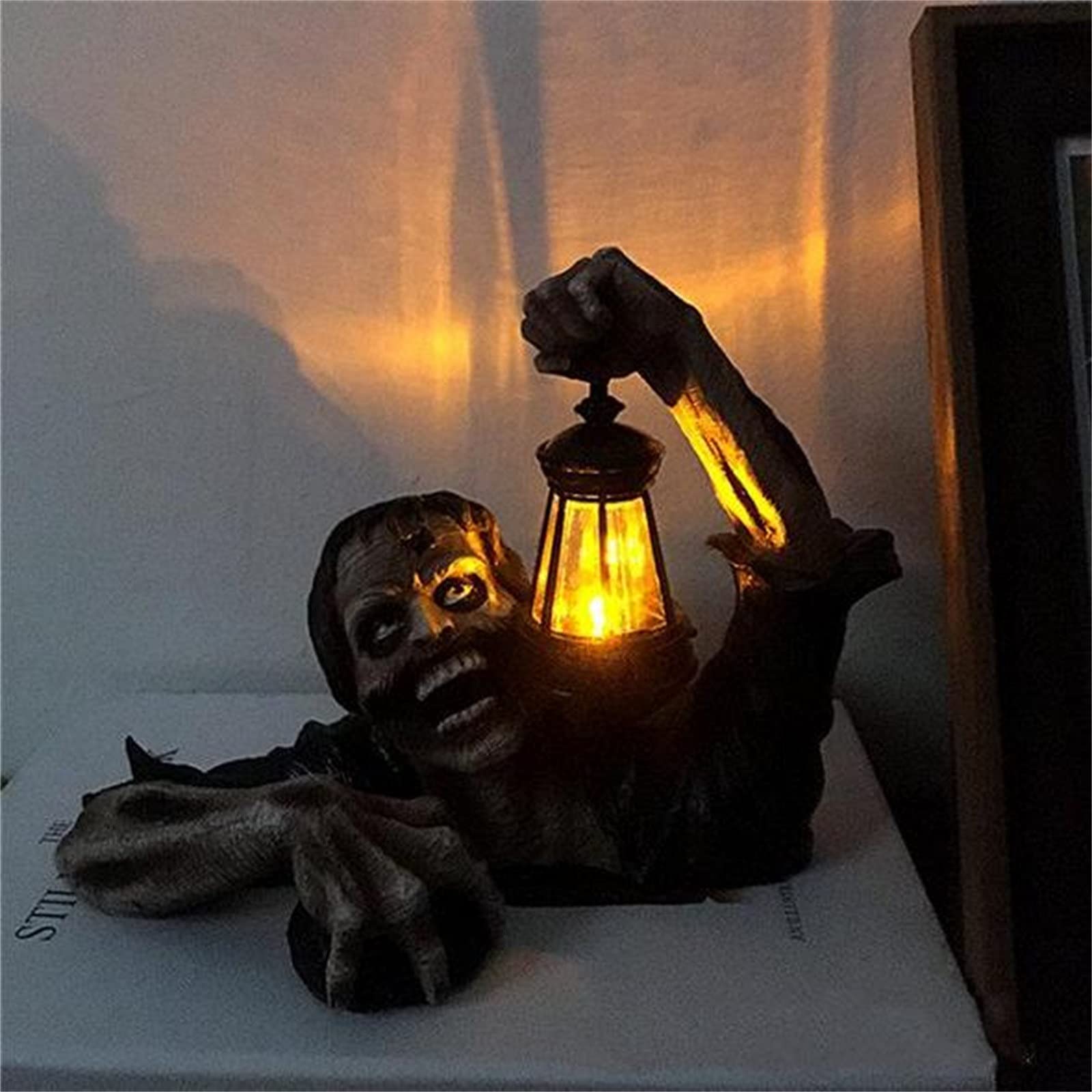 Wnnyy Halloween Decorations Outdoor - Zombie Resin Statue Light with LED, Handmade Halloween Crafts for Home, Garden & Yard Decor | Spooky Party & Haunted House Decoration