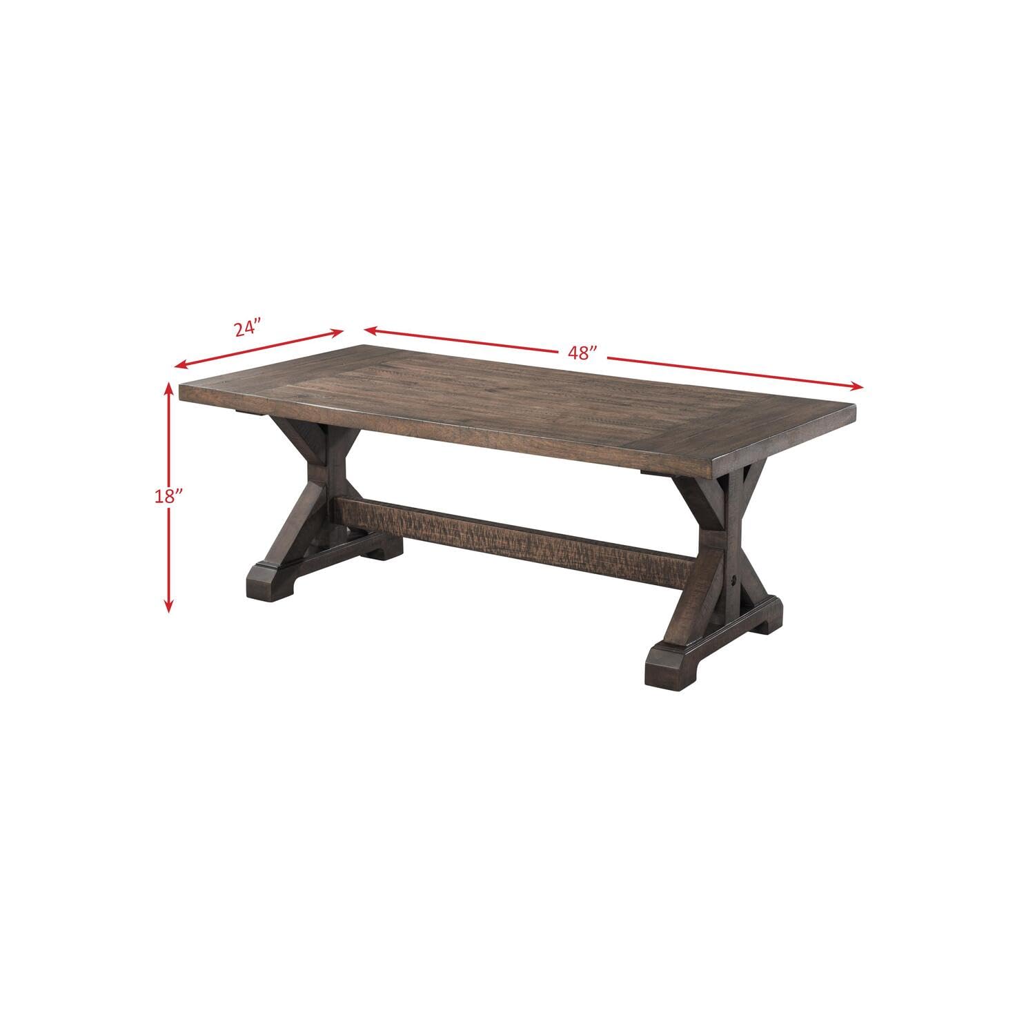 Picket House Furnishings Flynn Walnut Trestle Coffee Table - Modern Farmhouse Living Room Centerpiece for Home Decor