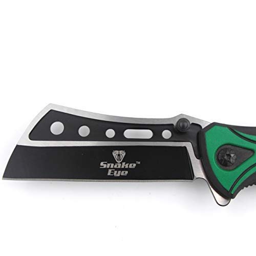 Tactical Folding Knife - Snake Eye EDC Two Tone Razor Blade | Stainless Steel Pocket Knife for Outdoor Survival & Everyday Carry | Compact One-Hand Operation | Perfect for Camping, Hiking & Emergency Use (Green)