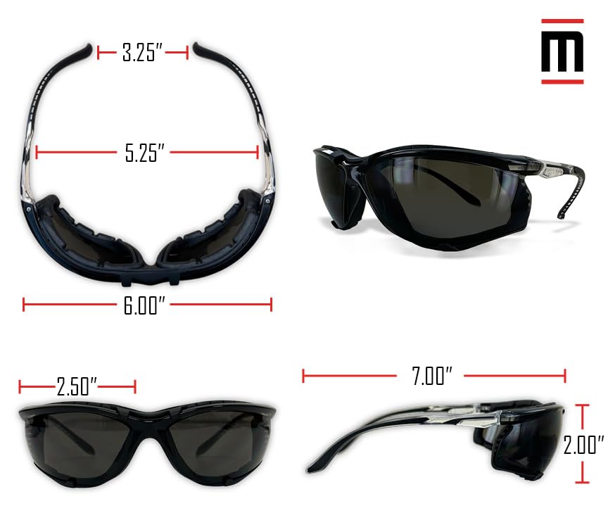 48 Pairs MAGID Gemstone Onyx Foam Lined Safety Glasses - ANSI Z87.1 Certified for Sports, Construction & Outdoor Work - Comfortable Protective Eyewear for Cycling, Running & DIY Projects