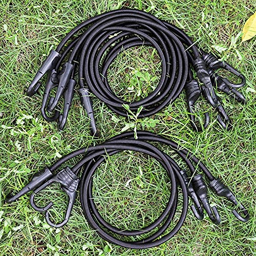 32 Inch Heavy Duty Black Bungee Cords with Hooks - 1 Pack for Camping, Truck Tie Downs, Cargo Securing & Outdoor Gear Organization