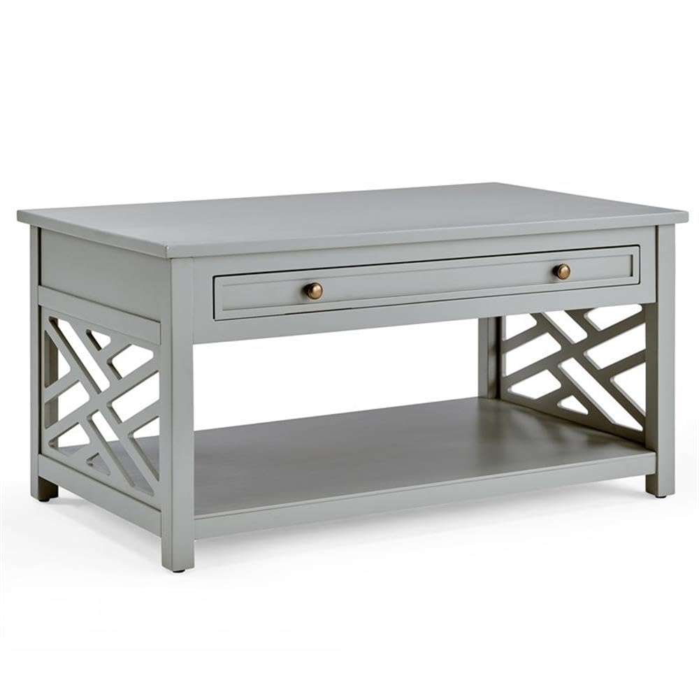 BOWERY HILL 36 Inch Wide Gray Wood Coffee Table with Storage Drawer - Perfect for Living Room, Office, and Small Spaces