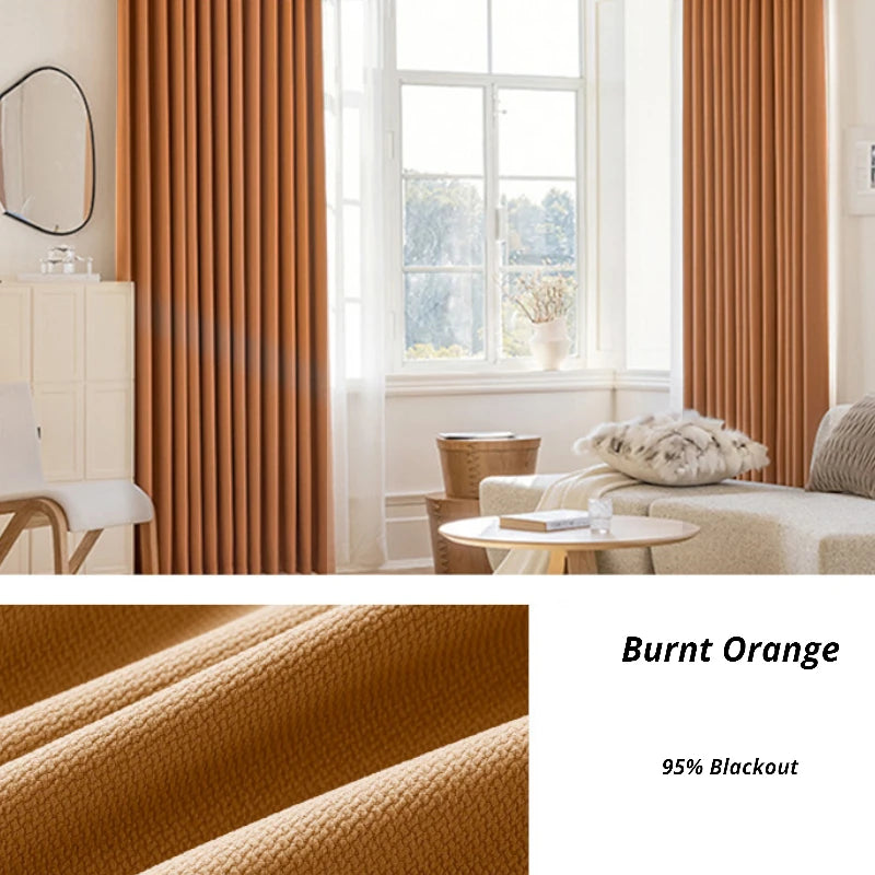 Amalia Cotton Linen Japandi Textured Room Darkening Curtains - Blackout Window Drapes for Bedroom, Living Room & Nursery - Noise Reducing & Light Blocking Home Decor